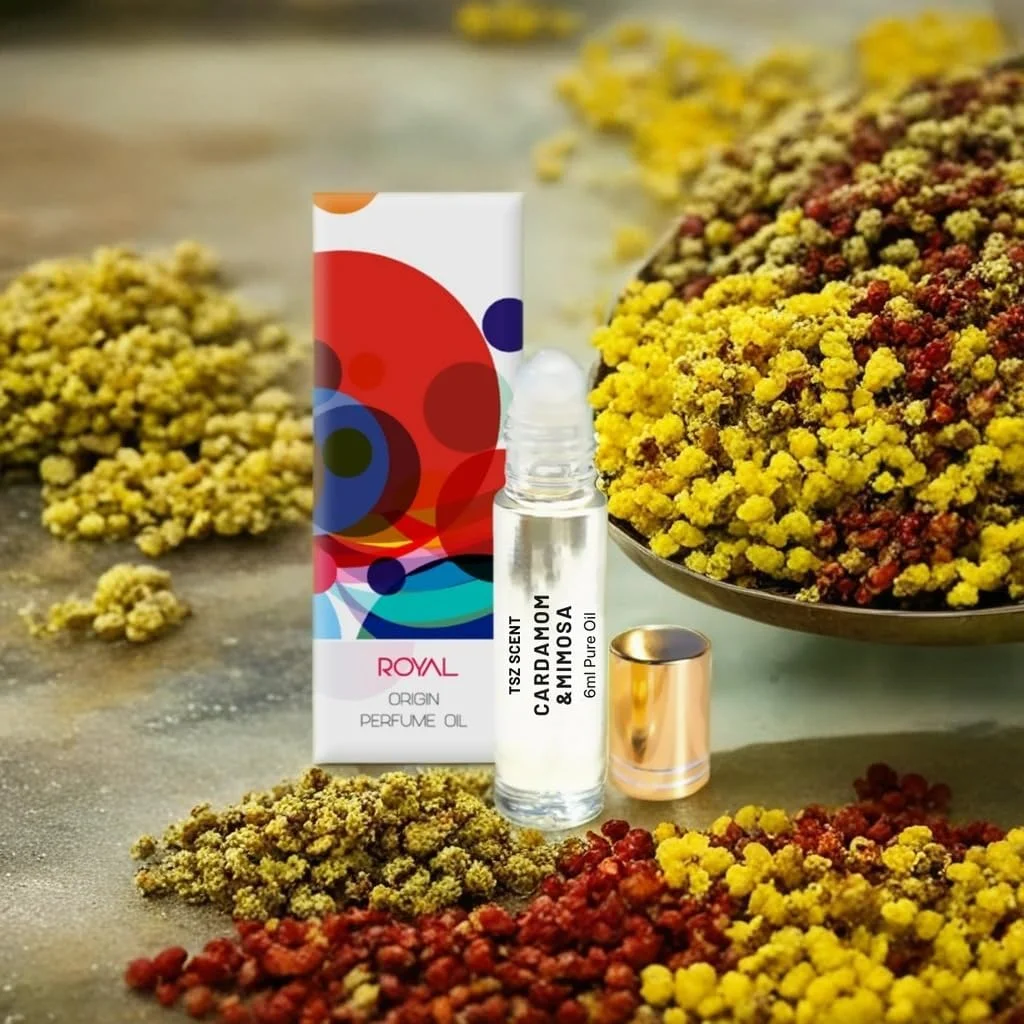 روغن عطر رولی هل و میموزا TSZ Scent، رایحه گلی شرقی گرم و پودری، ماندگاری طولانی، سایز مسافرتی 6 میلی لیتری برای آقایان و بانوان