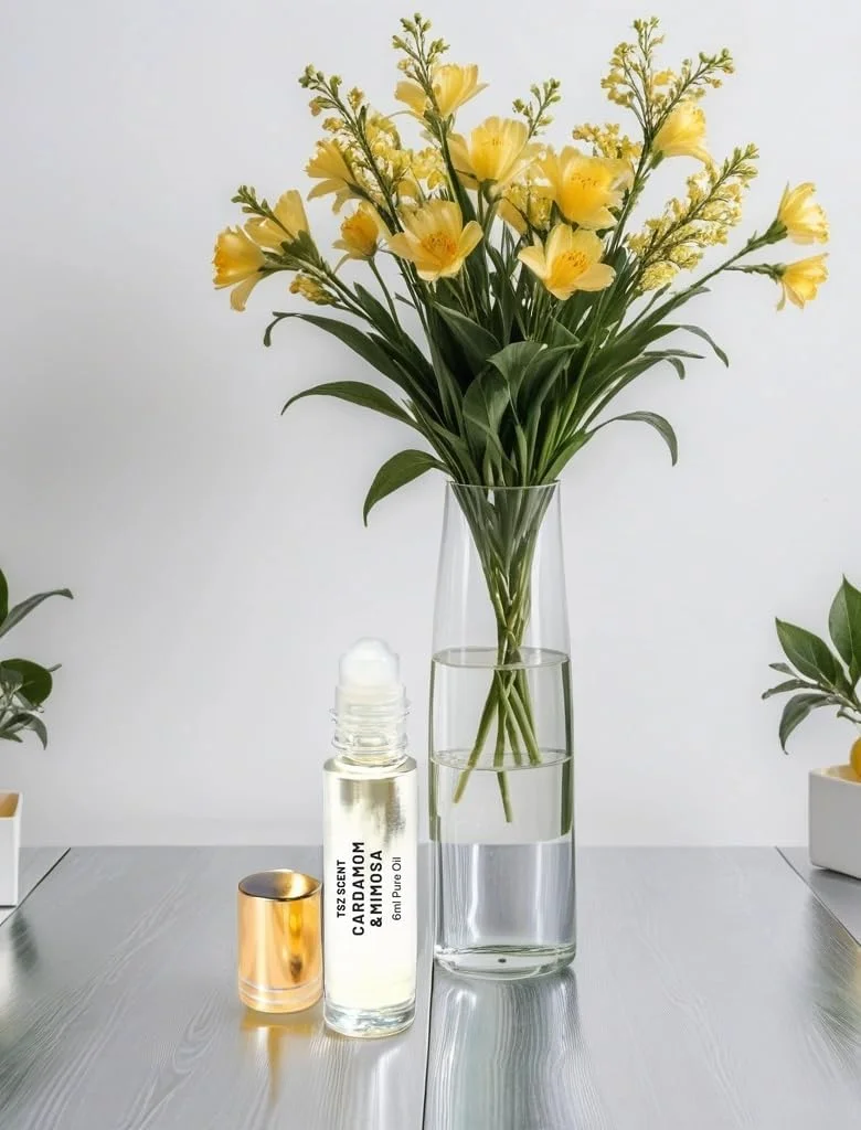 روغن عطر رولی هل و میموزا TSZ Scent، رایحه گلی شرقی گرم و پودری، ماندگاری طولانی، سایز مسافرتی 6 میلی لیتری برای آقایان و بانوان