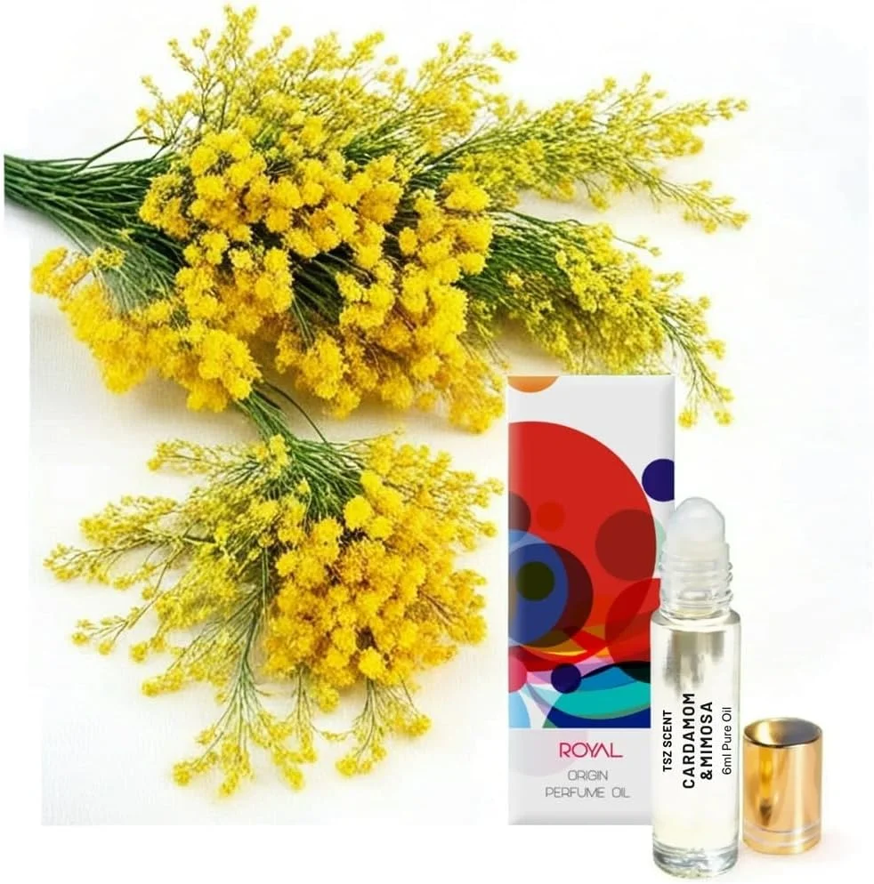 روغن عطر رولی هل و میموزا TSZ Scent، رایحه گلی شرقی گرم و پودری، ماندگاری طولانی، سایز مسافرتی 6 میلی لیتری برای آقایان و بانوان