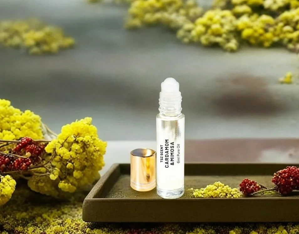 روغن عطر رولی هل و میموزا TSZ Scent، رایحه گلی شرقی گرم و پودری، ماندگاری طولانی، سایز مسافرتی 6 میلی لیتری برای آقایان و بانوان