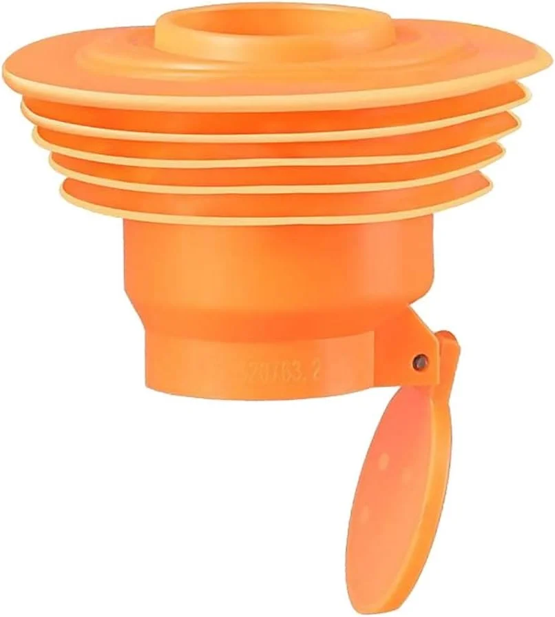 دوشاخه سیلیکونی لوله تخلیه KASTWAVE، حلقه های آب بندی فاضلاب لوله تخلیه، دوشاخه آب بندی شلنگ تخلیه برای ابزار آب بندی فاضلاب لوله لباسشویی آشپزخانه حمام (نارنجی)