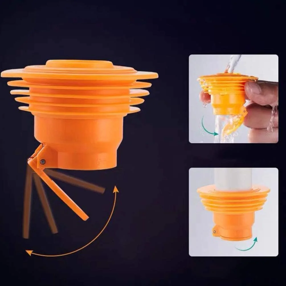 دوشاخه سیلیکونی لوله تخلیه KASTWAVE، حلقه های آب بندی فاضلاب لوله تخلیه، دوشاخه آب بندی شلنگ تخلیه برای ابزار آب بندی فاضلاب لوله لباسشویی آشپزخانه حمام (نارنجی)