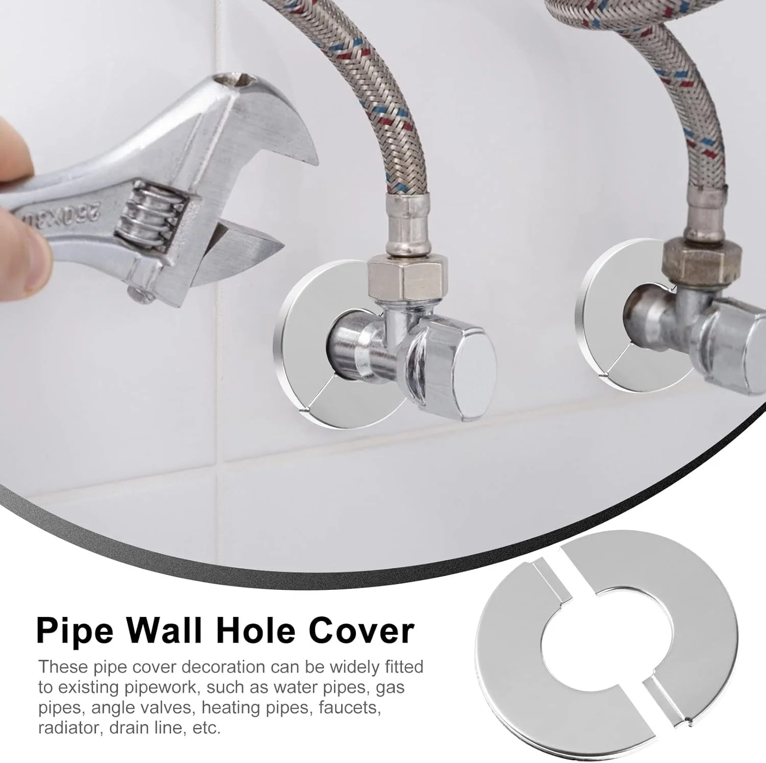 KASTWAVE 5 عدد روکش سوراخ دیوار لوله فولادی ضد زنگ لوازم جانبی پوشش لوله آب روکش دیوار لوله اسکوتچن روکش دیوار لوله آب