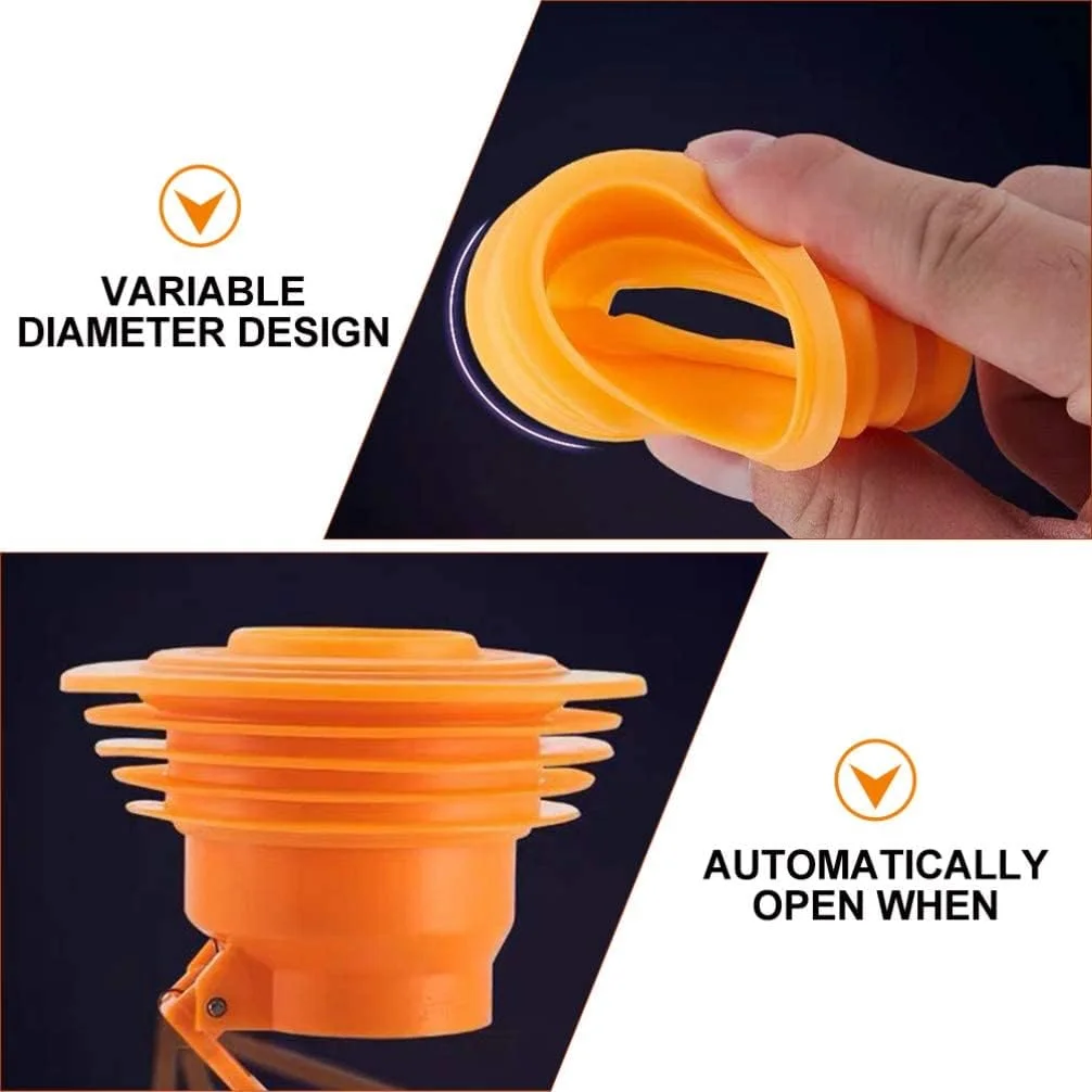 دوشاخه سیلیکونی لوله تخلیه KASTWAVE، حلقه های آب بندی فاضلاب لوله تخلیه، دوشاخه آب بندی شلنگ تخلیه برای ابزار آب بندی فاضلاب لوله لباسشویی آشپزخانه حمام (نارنجی)