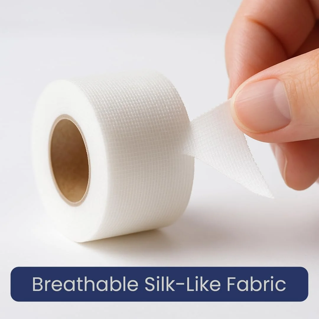 نوار چسب پزشکی ابریشمی فرست استپ 2.5 سانتی متر در 5 متر - ضد حساسیت، تنفس پذیر، نوار چسب قابل پاره شدن با دست برای تثبیت ایمن پانسمان و پوست های حساس