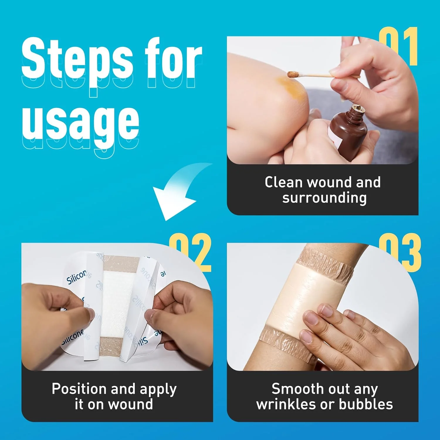 پانسمان جزیره ای ضد آب جنرال مدی با فوم چسب سیلیکونی (10 عددی)، پد مراقبت از زخم استریل 10x10 سانتی متر با لبه چسب دار - پد پانسمان پزشکی استریل، نرم و بسیار جاذب