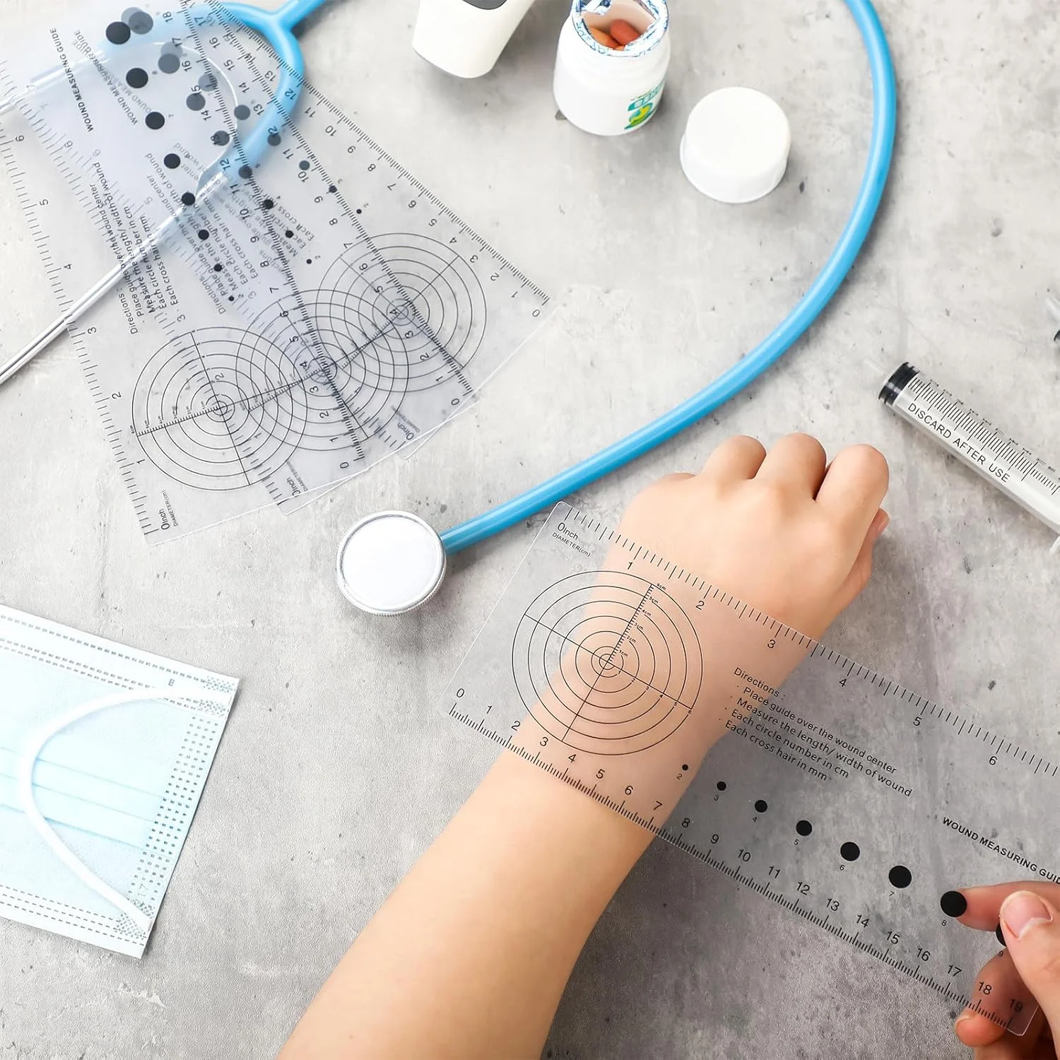 گایسریلی 4 عدد خط کش پزشکی با ابزار اندازه گیری زخم و اندازه گیری مردمک، راهنمای اندازه گیری زخم برای پرستاران، مراقبت از زخم بدن گایسریلی 4 عدد خط کش پزشکی با ابزار اندازه گیری زخم و اندازه گیری مردمک، راهنمای اندازه گیری زخم برای پرستاران، مراقبت از زخم بدن