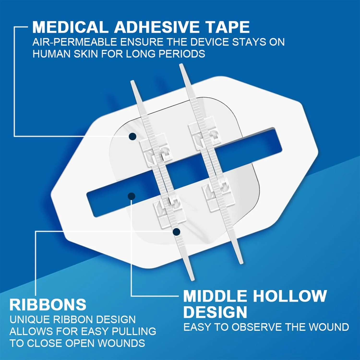 بانداژ چسبی بخیه WOKATFI، 2 عدد ترمیم پارگی جراحی بدون بخیه، دستگاه بستن سریع زخم اورژانسی، استفاده آسان برای بهبودی سریع