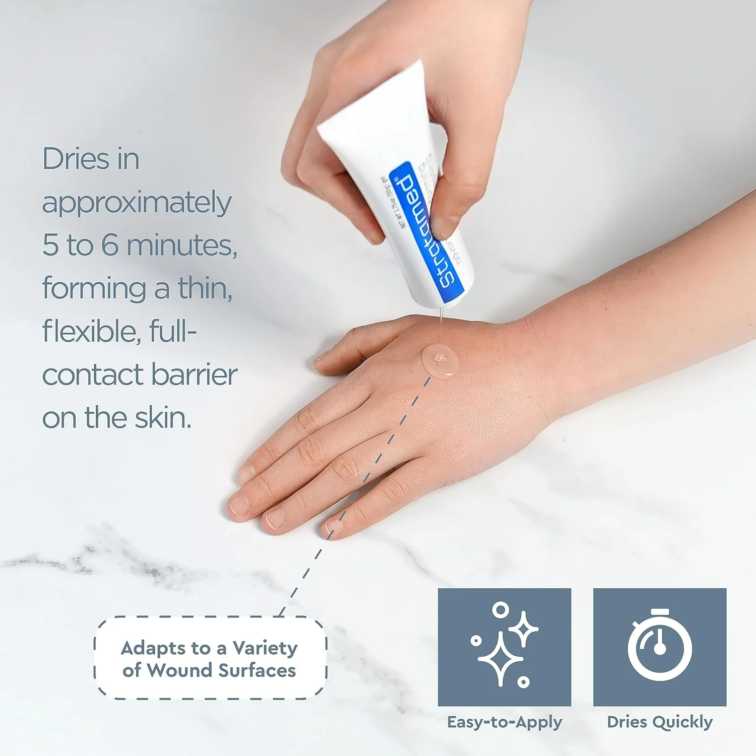 پانسمان زخم لایه ای پیشرفته Stratamed | ایجاد یک لایه محافظ انعطاف پذیر بر روی زخم های باز و پوست آسیب دیده | برای بهبود سریعتر و مدیریت زودهنگام اسکار غیر طبیعی | 10 گرم (0.35 اونس)