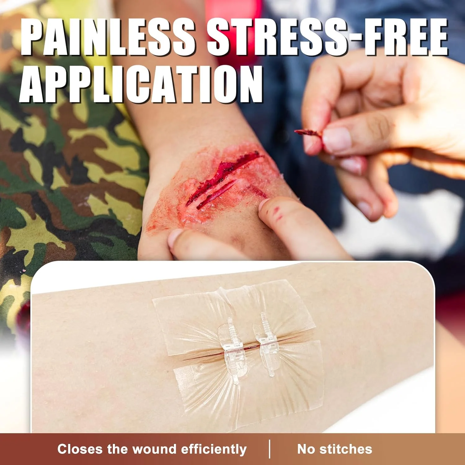 دستگاه بخیه زیپی Carbou، کیت اورژانسی بخیه، باند بخیه، ترمیم بدون درد پارگی بدون بخیه، مراقبت از زخم و کمک های اولیه (بسته 2 عددی)