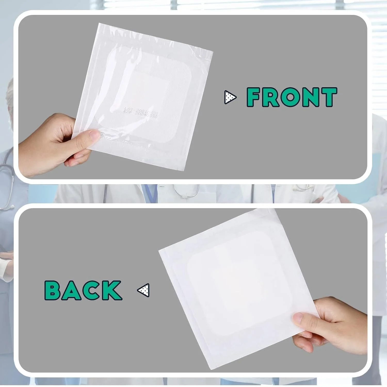 SWIUKPHE بسته 40 عددی پانسمان چسبی جزیره ای، پانسمان زخم حاشیه دار، پانسمان مربعی تنفسی ضد آب با پد، بسته های جداگانه نوار برای مراقبت از زخم تاول (4 x 4 اینچ)