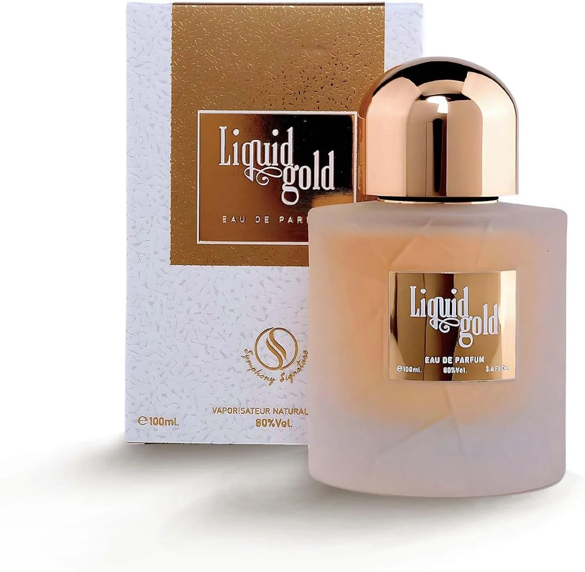 ادکلن Liquid Gold از Symphony، ادو پرفیوم، 100 میلی لیتر، الهام گرفته از AngelShare-KilianParis، عطر لوکس مردانه زنانه یونیسکس، رایحه چوبی تند ماندگار، پخش بوی قوی