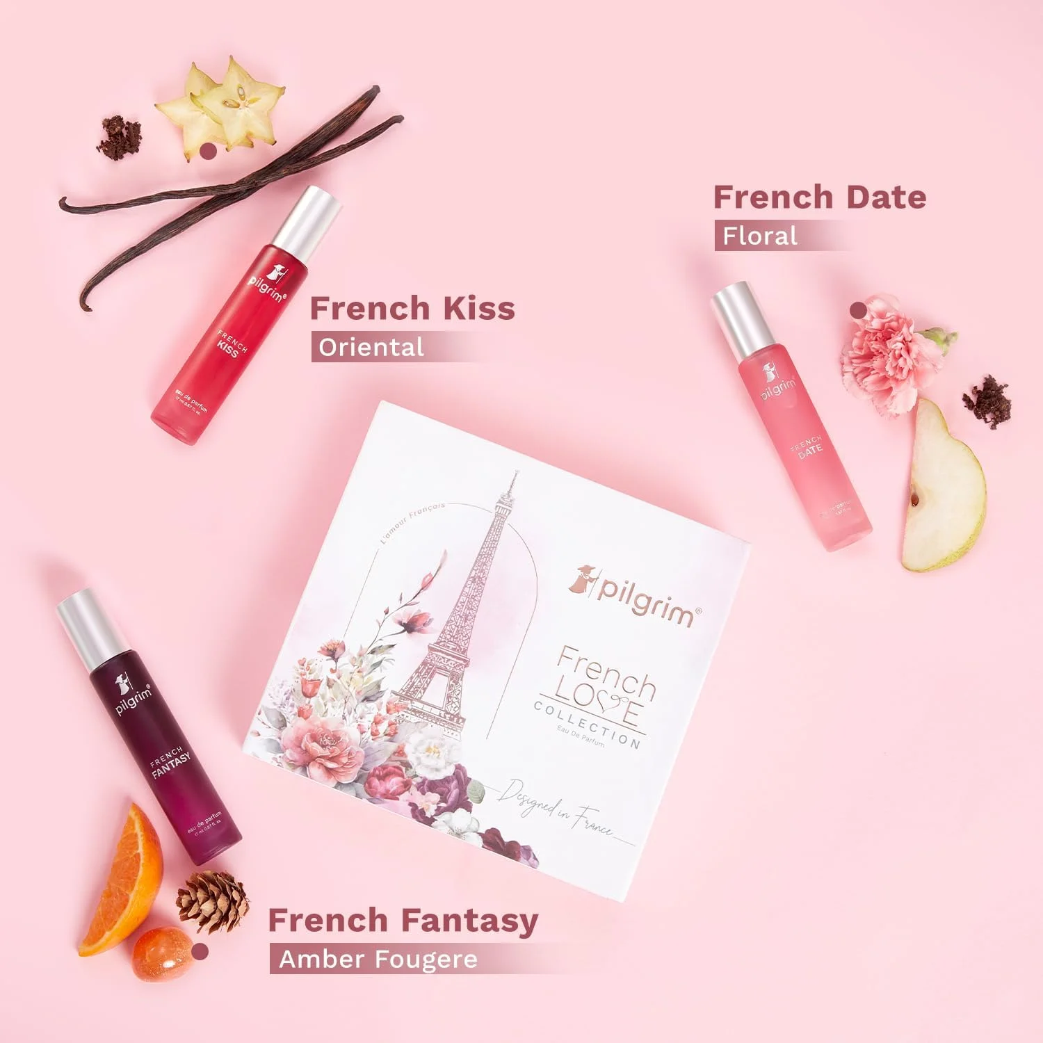 ست هدیه عطر زنانه پیلگریم مدل French Love Collection Premium Aerosol، 3 عدد 17 میلی لیتر | عطر آئروسل ماندگار | ادو پرفیوم | طراحی شده در فرانسه | رایحه تازه گل، شرقی و عنبر فوژه ست هدیه عطر زنانه پیلگریم مدل French Love Collection Premium Aerosol، 3 عدد 17 میلی لیتر | عطر آئروسل ماندگار | ادو پرفیوم | طراحی شده در فرانسه | رایحه تازه گل، شرقی و عنبر فوژه