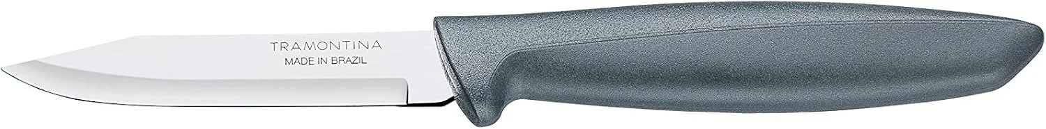 چاقوی میوه و سبزیجات 3 اینچی ترامونتینا مدل Plenus با تیغه استیل و دسته پلی پروپیلن خاکستری (بسته 2 عددی)