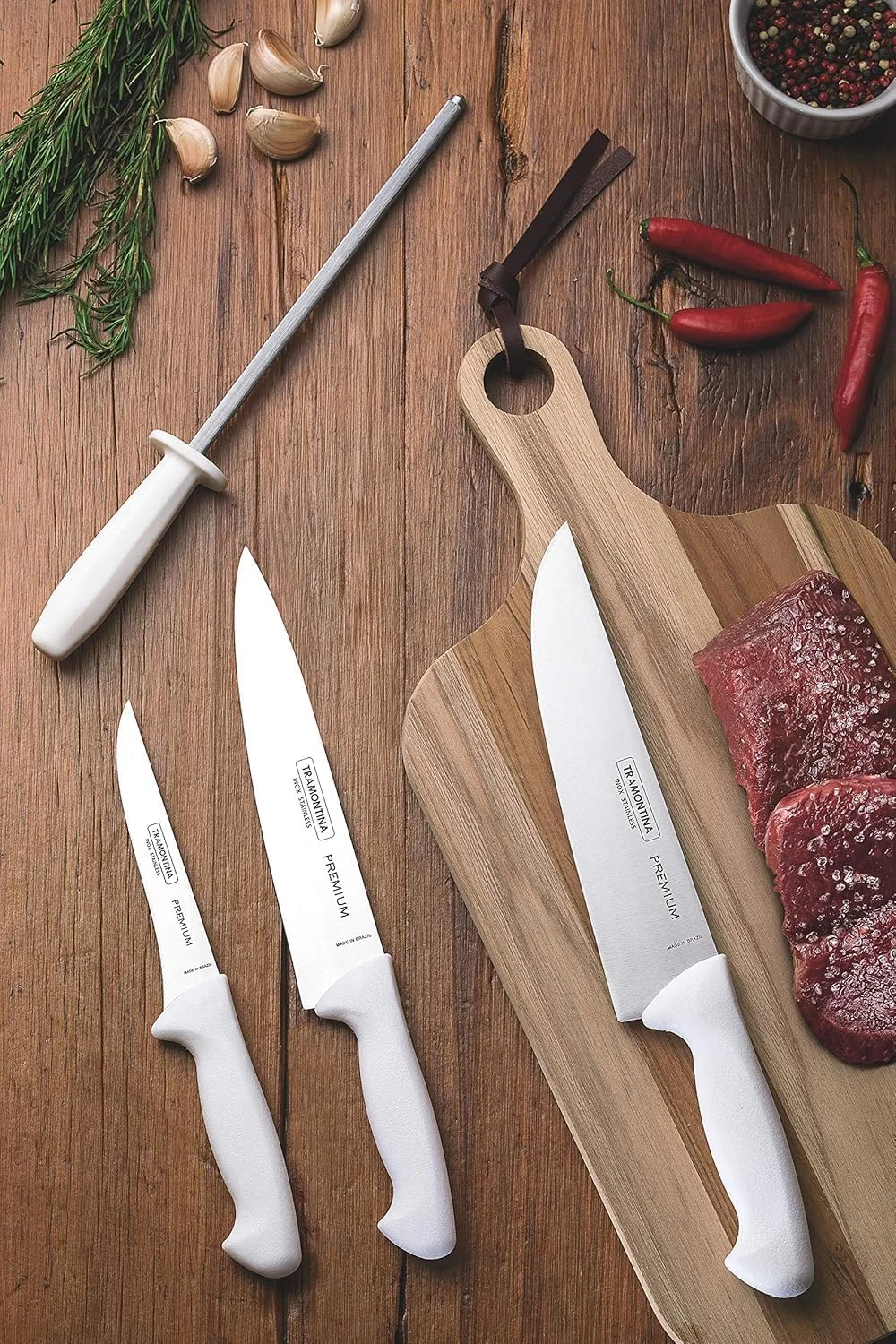 چاقوی قصابی 8 اینچی ترامونتینا پریمیوم با تیغه استیل ضد زنگ و دسته پلی پروپیلن سفید چاقوی قصابی 8 اینچی ترامونتینا پریمیوم با تیغه استیل ضد زنگ و دسته پلی پروپیلن سفید
