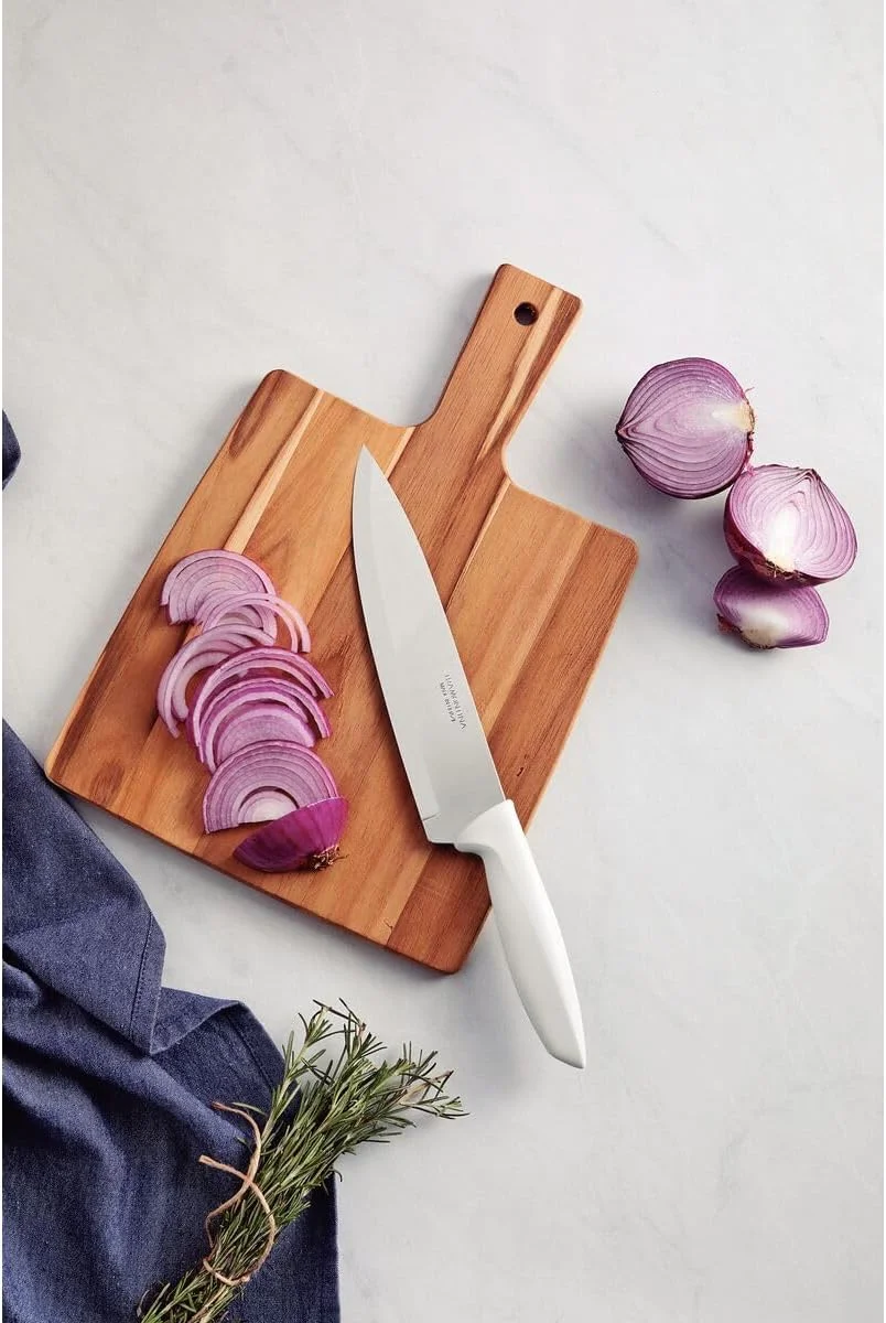 چاقوی آشپزخانه 8 اینچی ترامونتینا مدل Plenus با تیغه استیل ضد زنگ و دسته پلی پروپیلن سفید