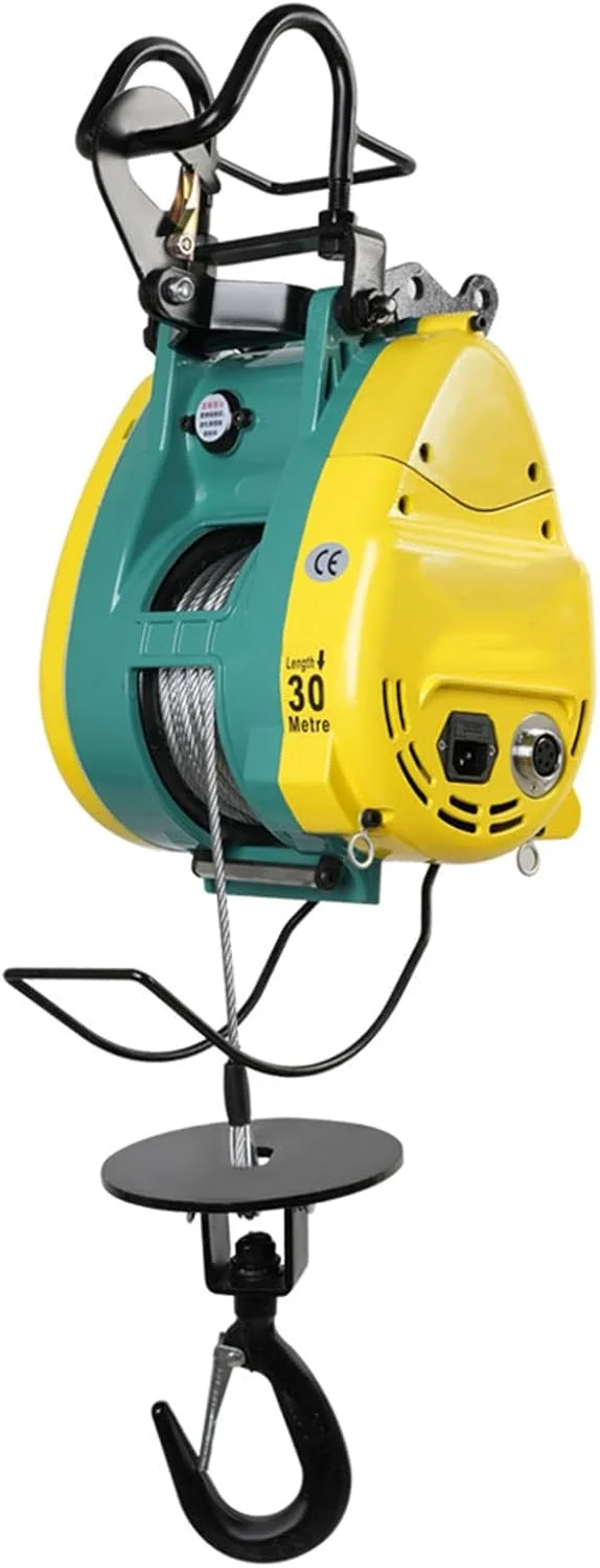 بالابر برقی دو سوراخه Y-XHXYZ با ظرفیت 160 کیلوگرم و طول سیم 30 متر، 220 ولت، معلق، قابل حمل، جرثقیل خانگی سریع ساخت و ساز، موتور براشلس مسی، 230 کیلوگرم 30 متر