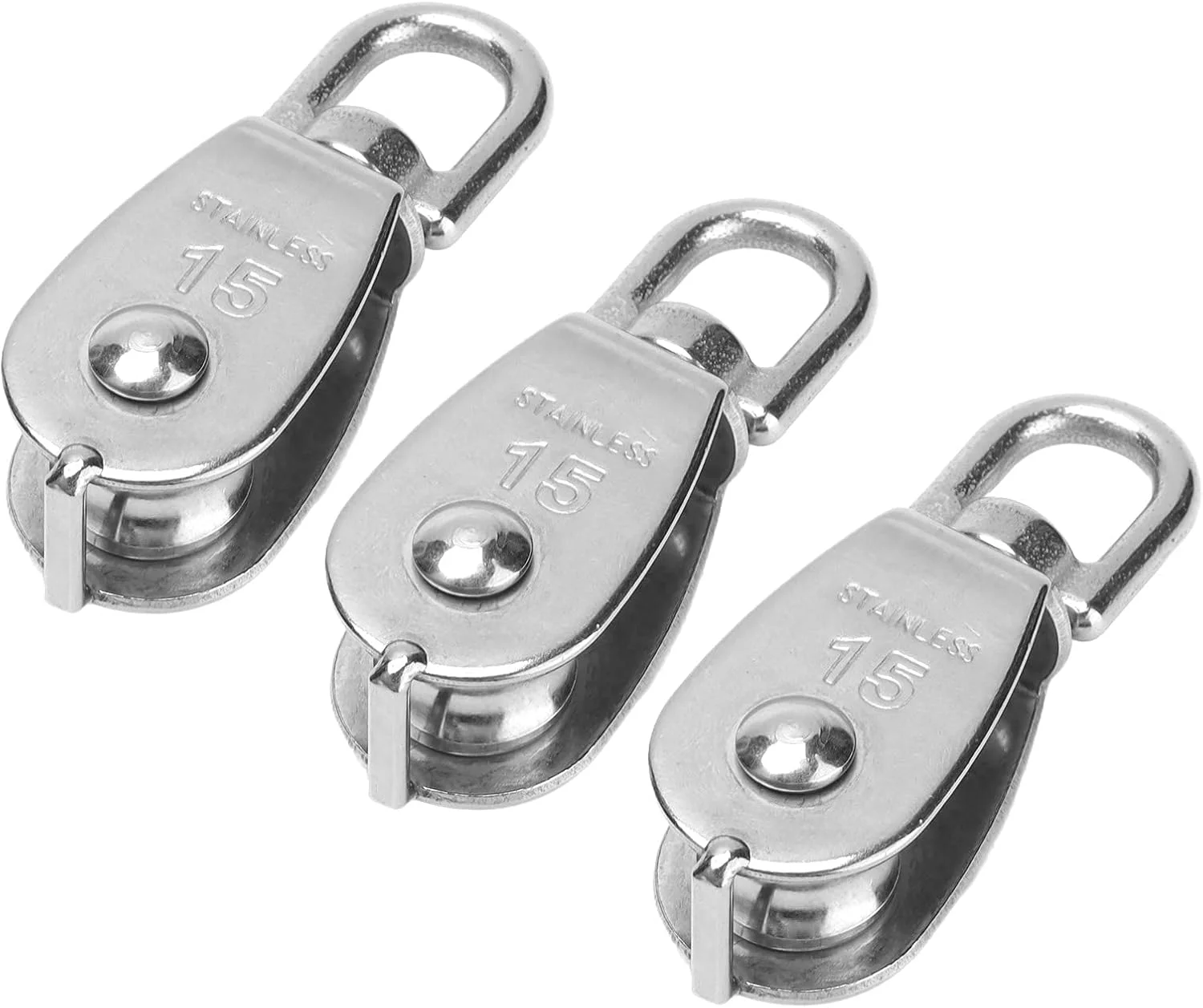 قرقره تکی استیل ضد زنگ با قلاب بالابر جرثقیل برای آویزان کردن چرخ یدک کش (M15)