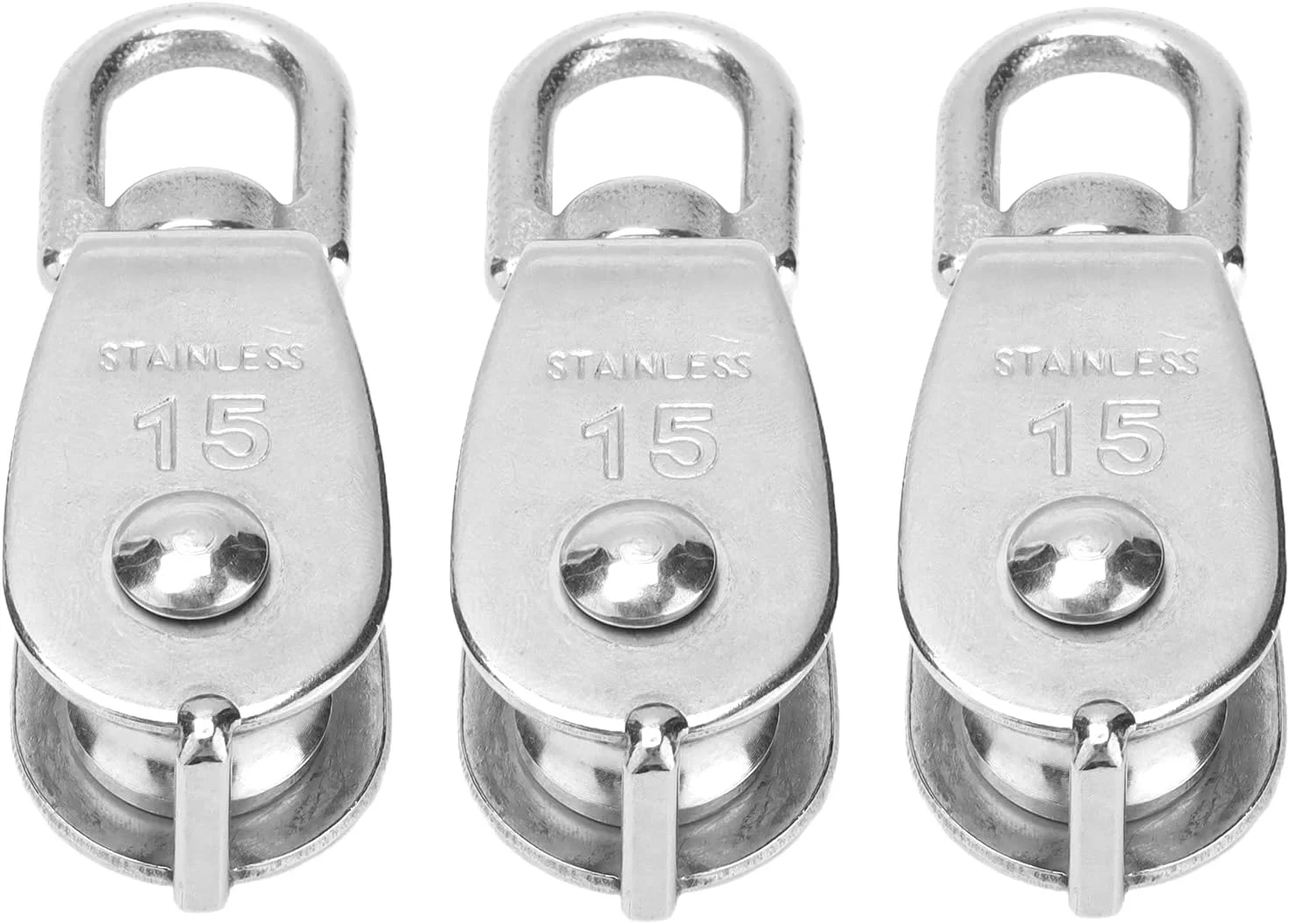 قرقره تکی استیل ضد زنگ با قلاب بالابر جرثقیل برای آویزان کردن چرخ یدک کش (M15) قرقره تکی استیل ضد زنگ با قلاب بالابر جرثقیل برای آویزان کردن چرخ یدک کش (M15)