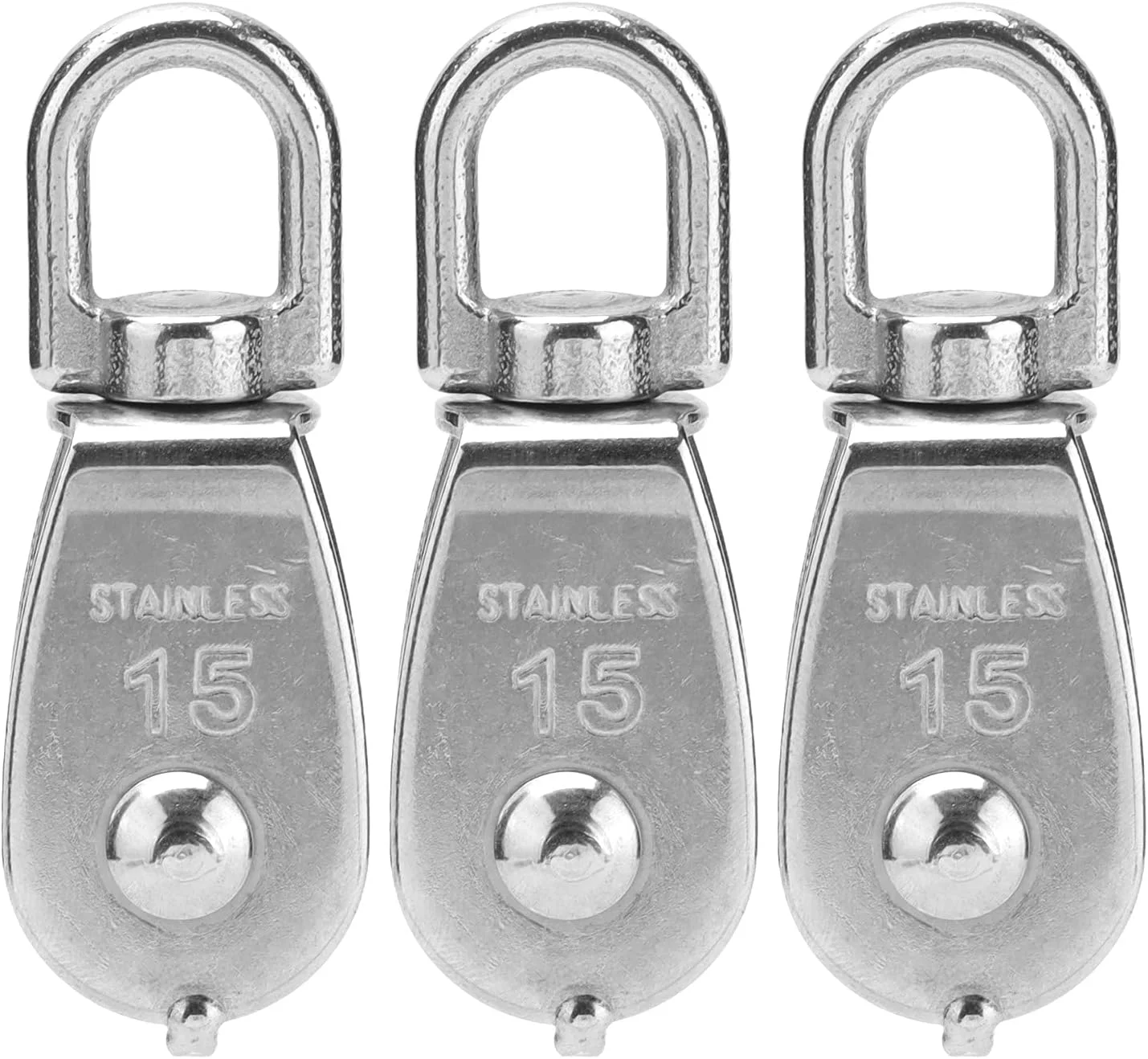 قرقره تکی استیل ضد زنگ با قلاب بالابر جرثقیل برای آویزان کردن چرخ یدک کش (M15) قرقره تکی استیل ضد زنگ با قلاب بالابر جرثقیل برای آویزان کردن چرخ یدک کش (M15)