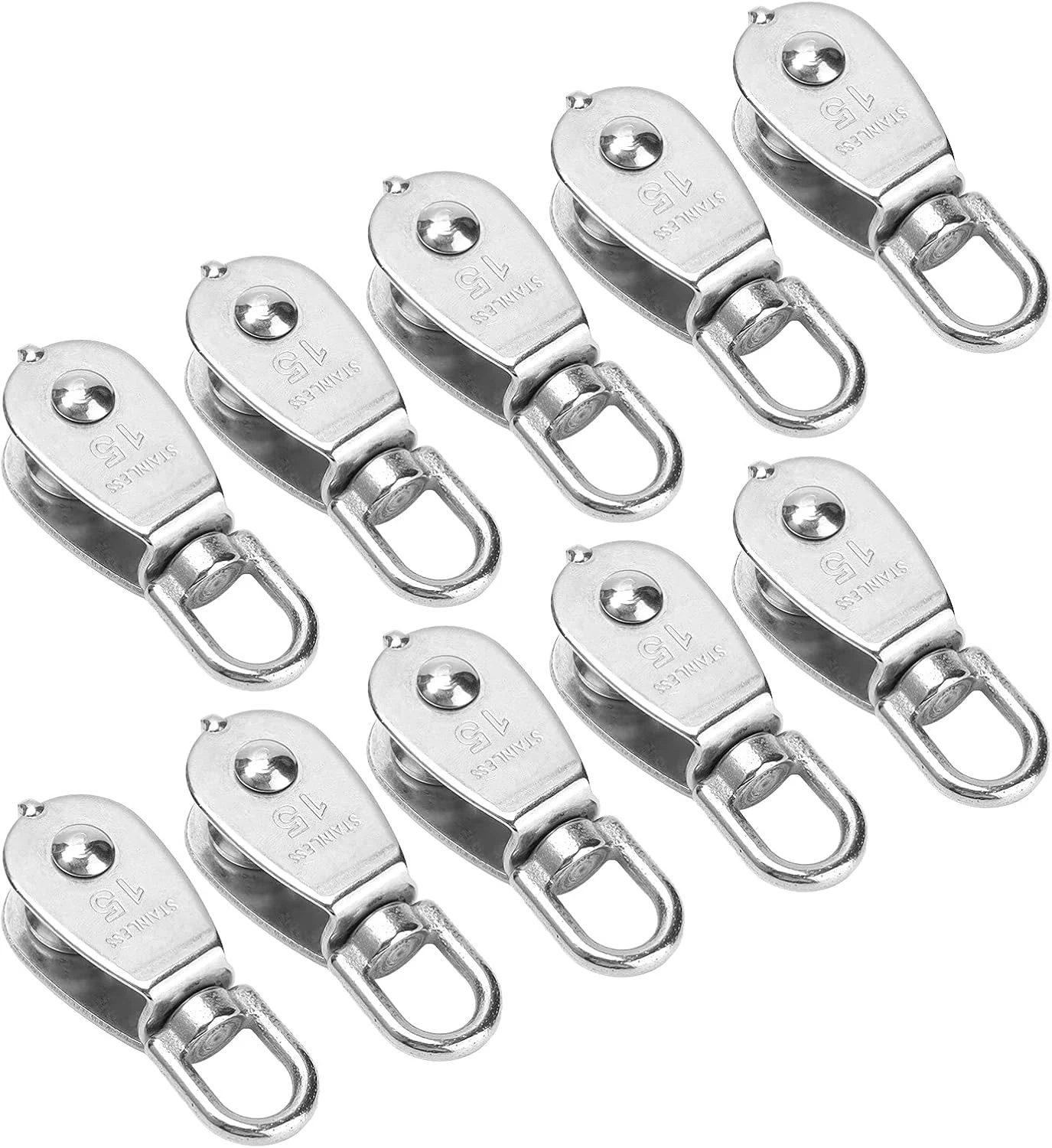 قرقره تکی استیل ضد زنگ با قلاب بالابر جرثقیل برای آویزان کردن چرخ یدک کش (M15) قرقره تکی استیل ضد زنگ با قلاب بالابر جرثقیل برای آویزان کردن چرخ یدک کش (M15)