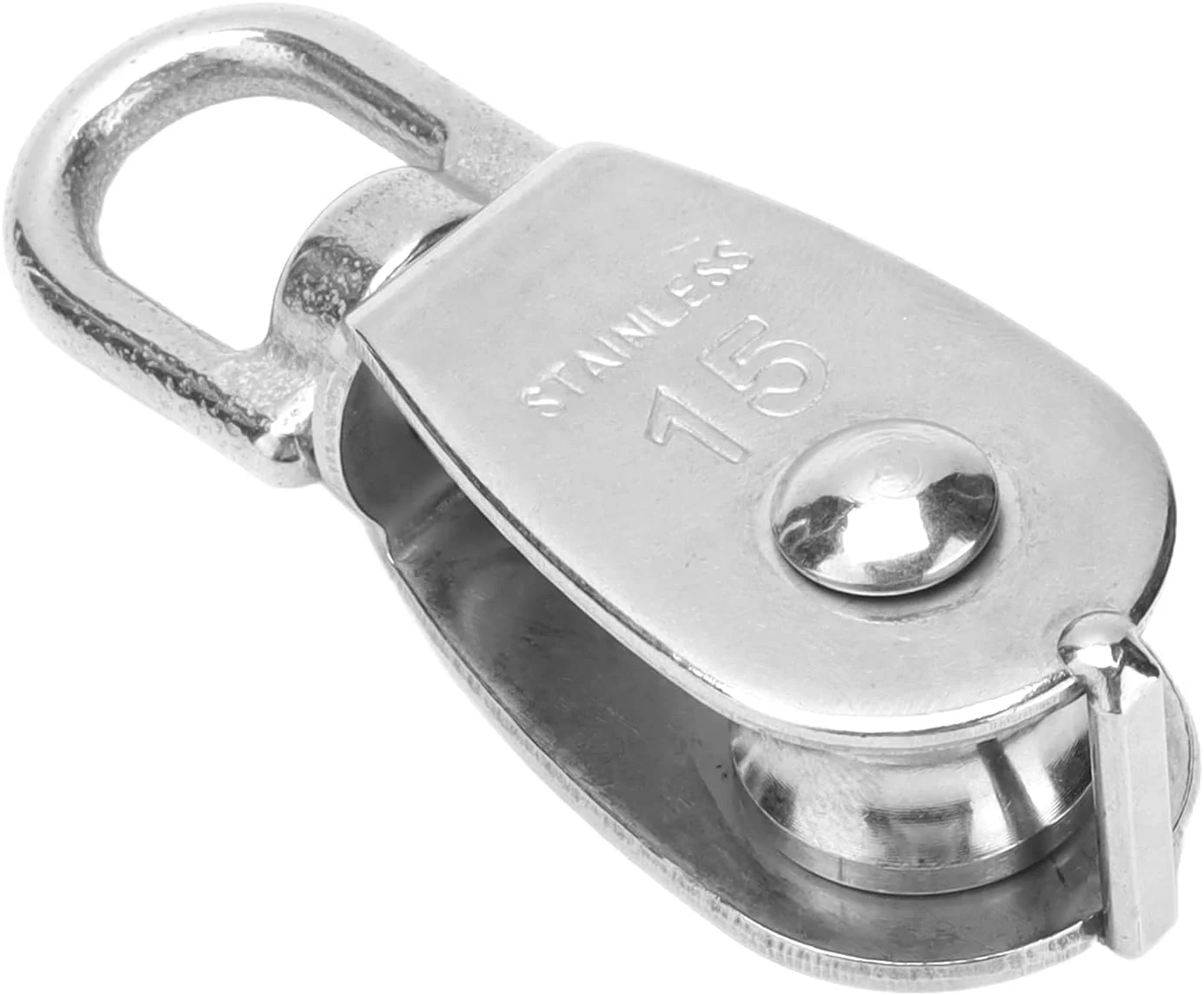 قرقره تکی استیل ضد زنگ با قلاب بالابر جرثقیل برای آویزان کردن چرخ یدک کش (M15) قرقره تکی استیل ضد زنگ با قلاب بالابر جرثقیل برای آویزان کردن چرخ یدک کش (M15)