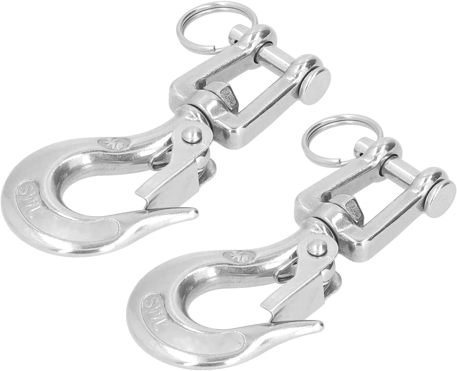 قلاب زنجیر چنگکی بالابر استیل 304، جداشدنی، چرخش 360 درجه برای جرثقیل های ساختمانی، بندر، بارگیری راه آهن، ماشین آلات جنگلداری (3/8 (1000 کیلوگرم))