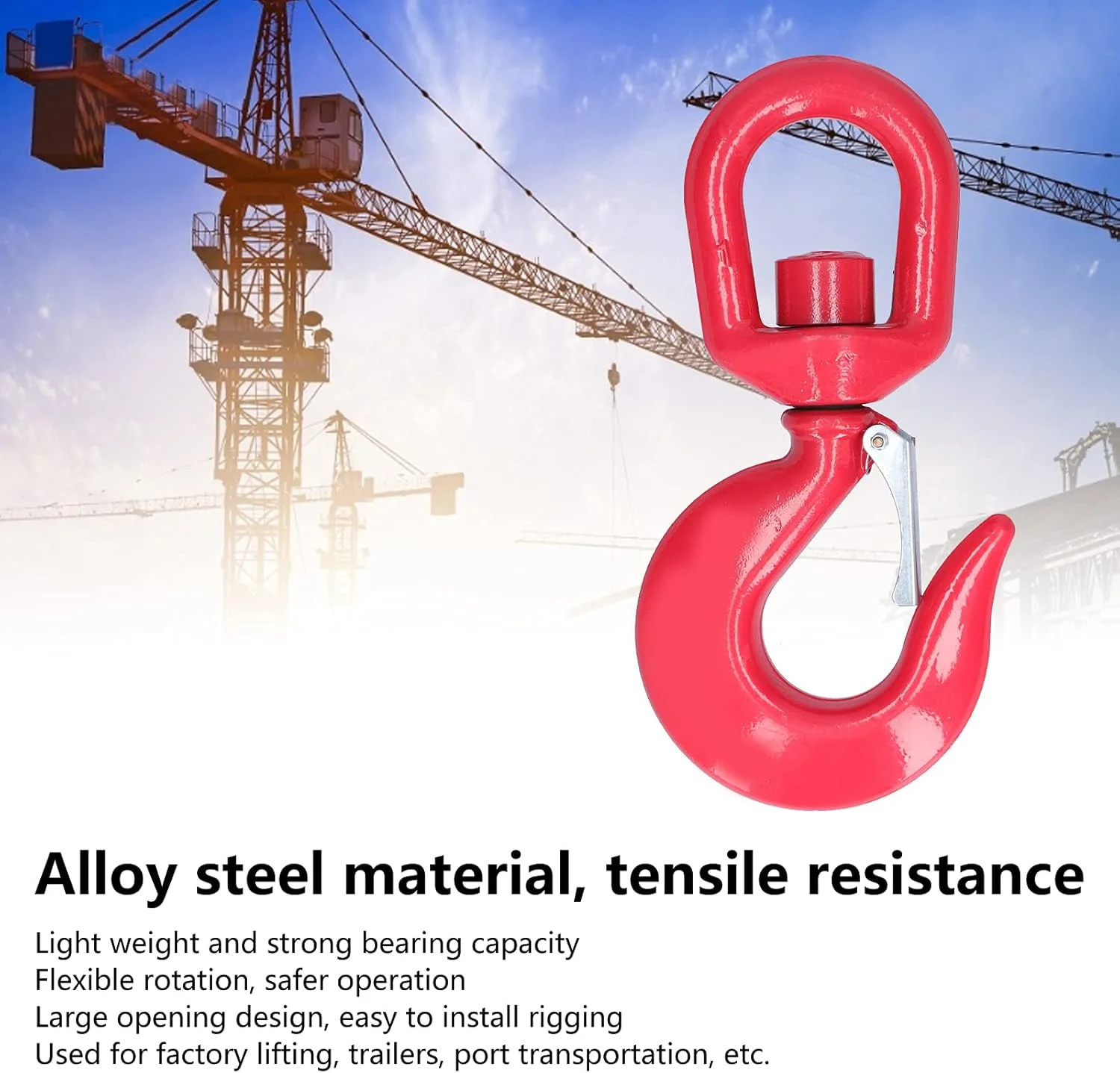 قلاب جرثقیل 7 تنی، قلاب بالابر چرخشی جرثقیل فولاد آلیاژی با طراحی دهانه بزرگ برای حمل و نقل بندری کارخانه، حد مجاز بار کاری 28 تن