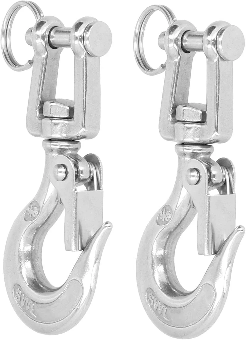 قلاب زنجیر چنگکی بالابر استیل 304، جداشدنی، چرخش 360 درجه برای جرثقیل های ساختمانی، بندر، بارگیری راه آهن، ماشین آلات جنگلداری (3/8 (1000 کیلوگرم))