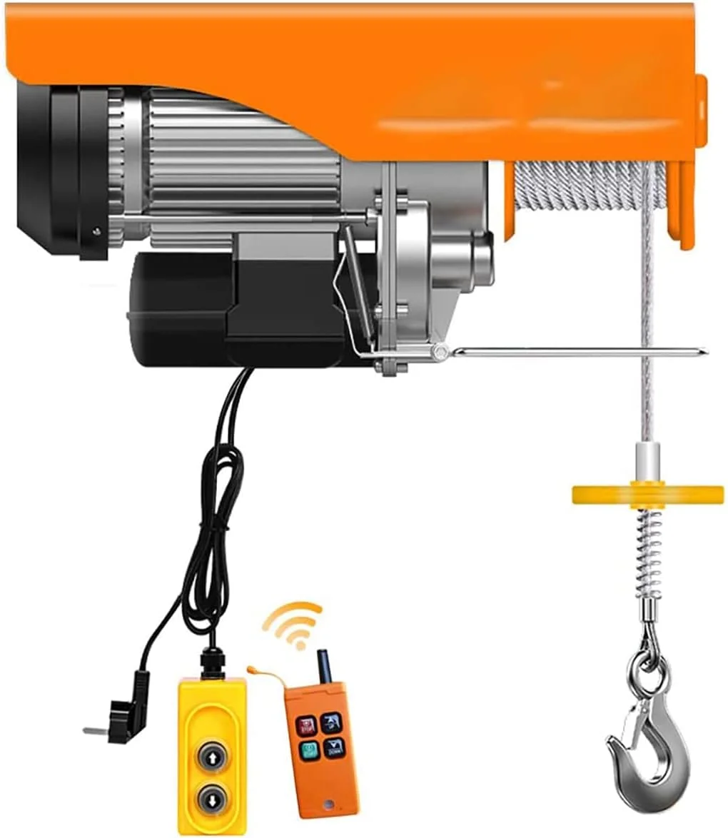 بالابر برقی SATUREY، جرثقیل بالابر کوچک با کنترل از راه دور بی سیم، ابزار بالابر برقی لیفتراک برای مصارف تجاری/خانگی/انبار/گاراژ، 510 وات، 12 متر