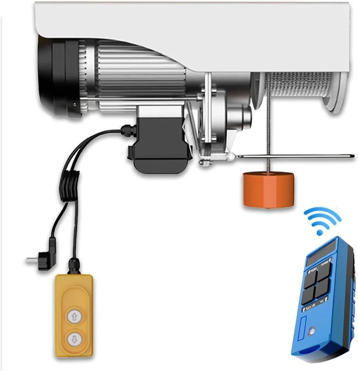 بالابر برقی 220 ولت SATUREY، وینچ برقی کابلی با کنترل از راه دور بی سیم، برای جرثقیل سقفی گاراژ تعمیرگاه خودرو خانگی، 600 وات، 20 متر