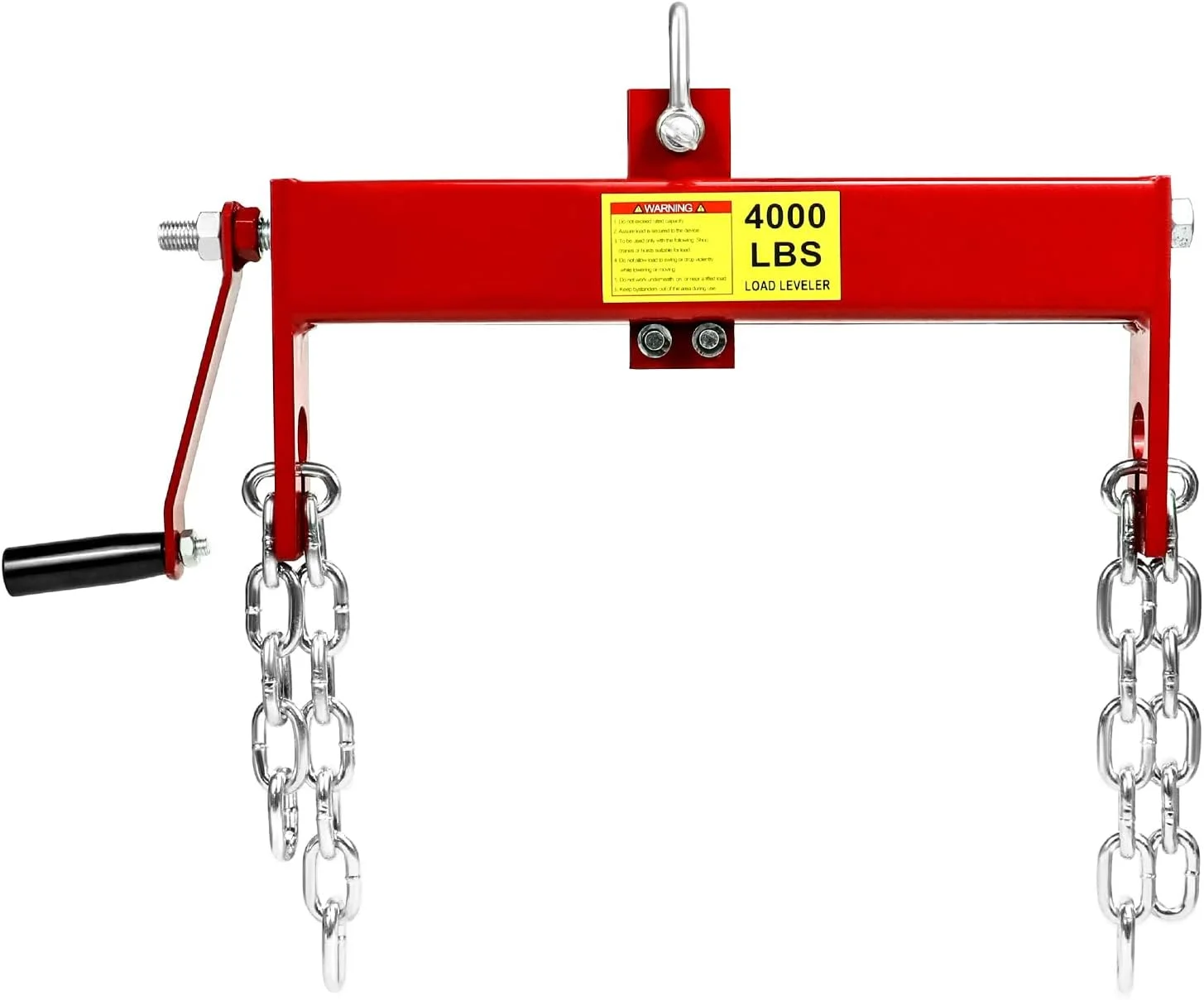 تراز کننده بار موتور QWORK، ظرفیت بار 4000 پوند، تراز کننده بالابر موتور فولادی سنگین، جرثقیل کارگاهی، بالابر گیلاس چین با 2 زنجیر، قرمز