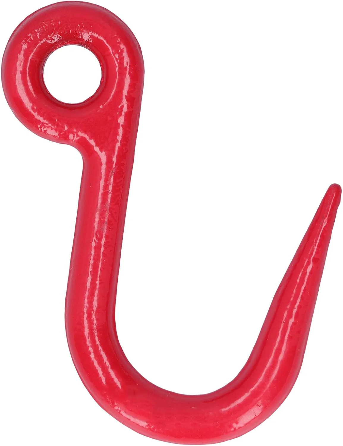 قلاب جرثقیل، قلاب ایمنی فولادی آلیاژی با چشمی، لوازم صنعتی قلاب بالابر، ظرفیت باربری 1 تن، برای کارخانه ها، حمل و نقل بندری، مهندسی ساخت و ساز، جابجایی تجهیزات، قرمز