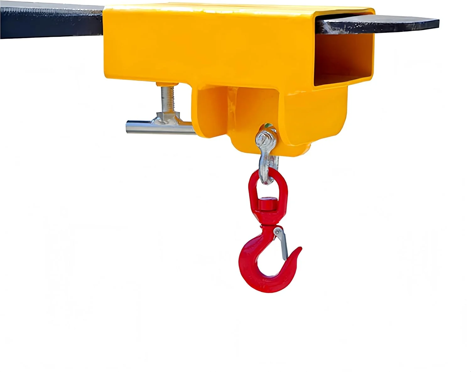 اتصالات قلاب بالابر لیفتراک، ظرفیت 2200 پوند، قلاب بالابر جرثقیل لیفتراک چرخان 360 درجه، بالابر لیفتراک متحرک تکی سنگین با قلاب چرخان و اتصال بالابر چنگال T-پیچ بزرگ