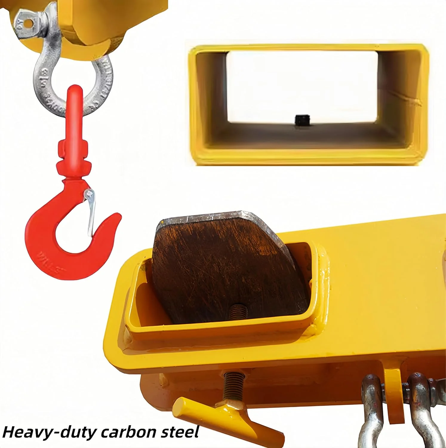 اتصالات قلاب بالابر لیفتراک، ظرفیت 2200 پوند، قلاب بالابر جرثقیل لیفتراک چرخان 360 درجه، بالابر لیفتراک متحرک تکی سنگین با قلاب چرخان و اتصال بالابر چنگال T-پیچ بزرگ