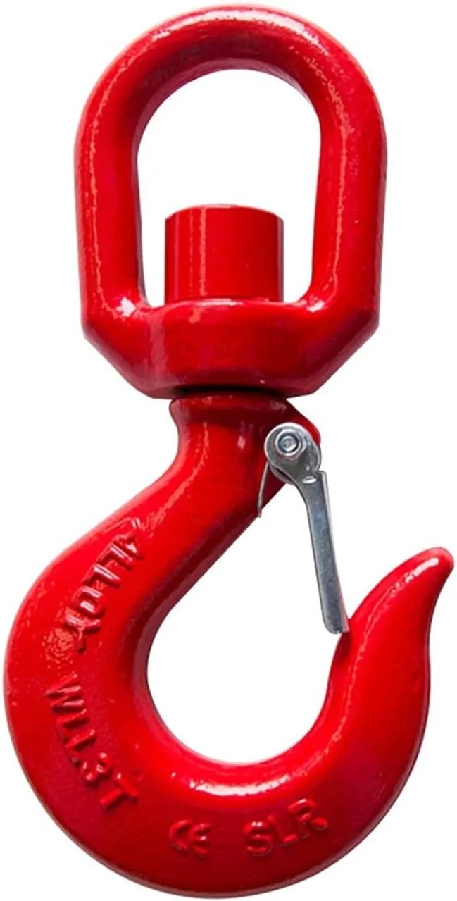 زنجیر اسلینگ 1 تن با ضامن، اتصال سریع، فولاد آلیاژی آهنگری شده، قلاب چرخشی آویز، سخت افزار جرثقیل، بست زنجیر صنعتی برای بلند کردن