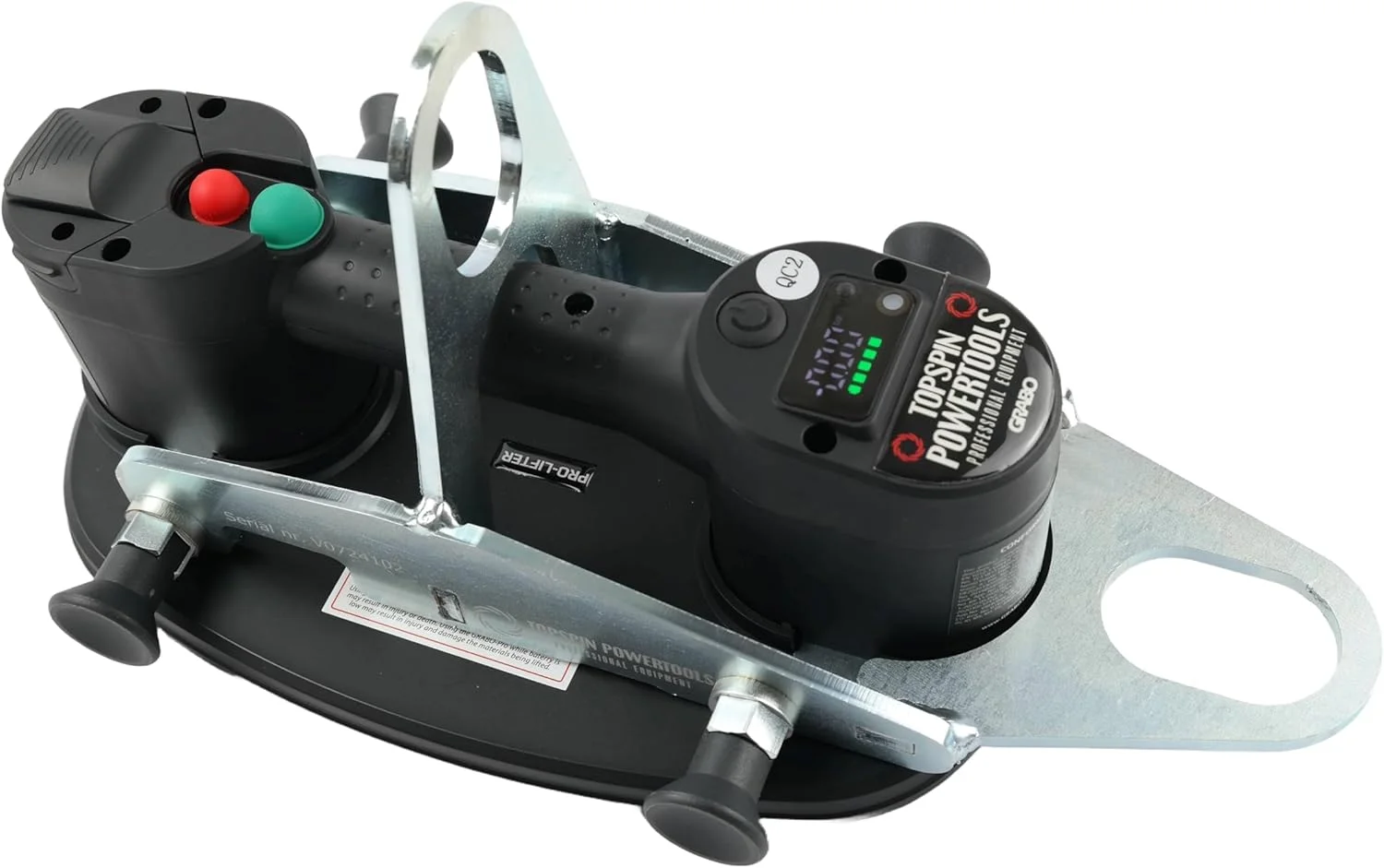 میله بالابر GRABO V-120 با پیچ و مهره فنری برای مونتاژ سریع، بالابری ایمن روی هر 4 چشمی فولادی، مناسب برای بیل مکانیکی یا لیفتراک