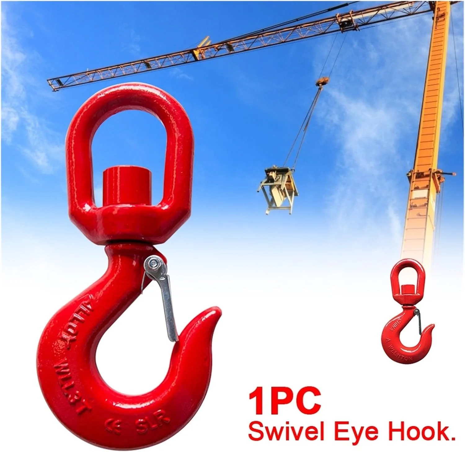 زنجیر اسلینگ 1 تن با ضامن، اتصال سریع، فولاد آلیاژی آهنگری شده، قلاب چرخشی آویز، سخت افزار جرثقیل، بست زنجیر صنعتی برای بلند کردن