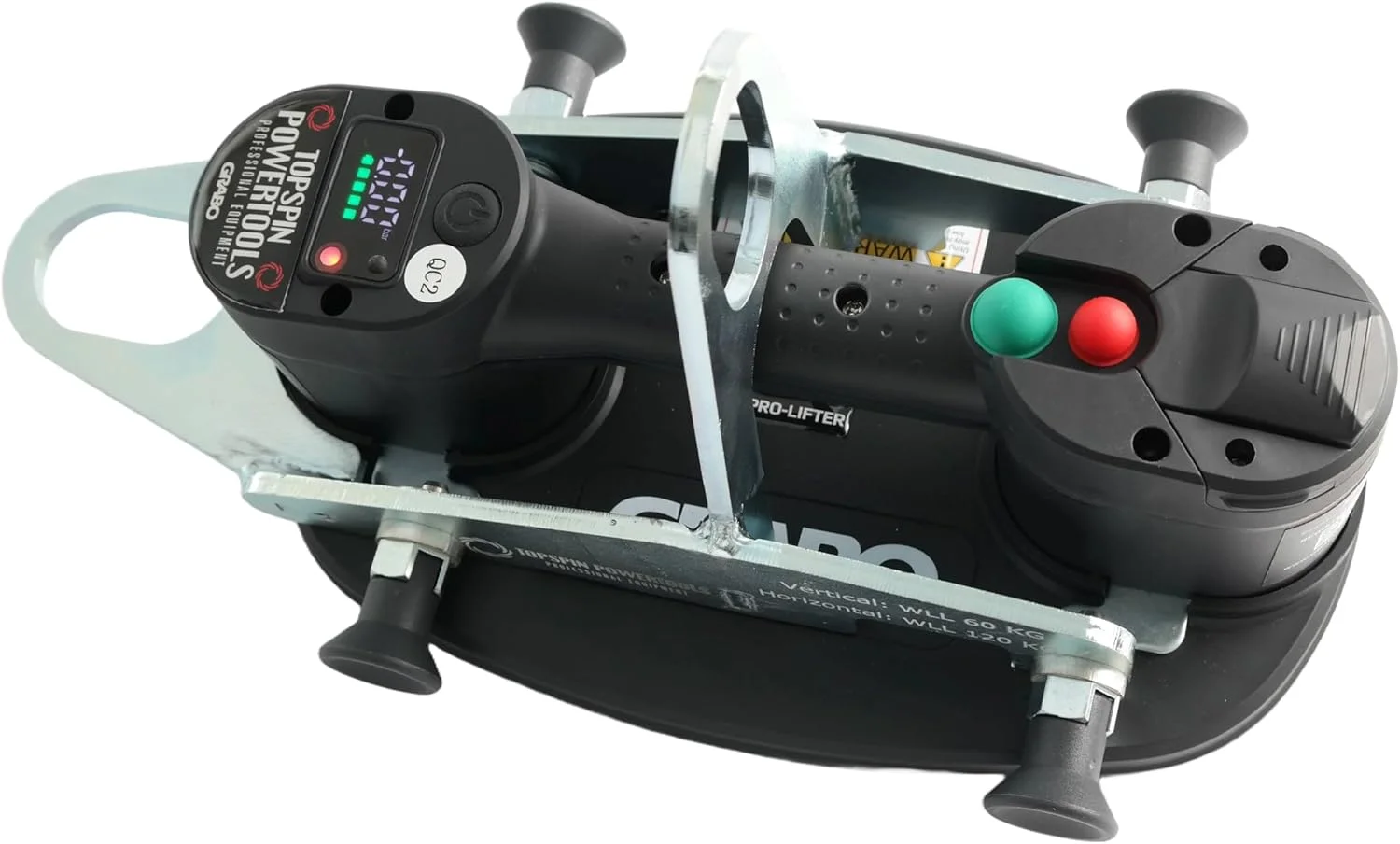 میله بالابر GRABO V-120 با پیچ و مهره فنری برای مونتاژ سریع، بالابری ایمن روی هر 4 چشمی فولادی، مناسب برای بیل مکانیکی یا لیفتراک