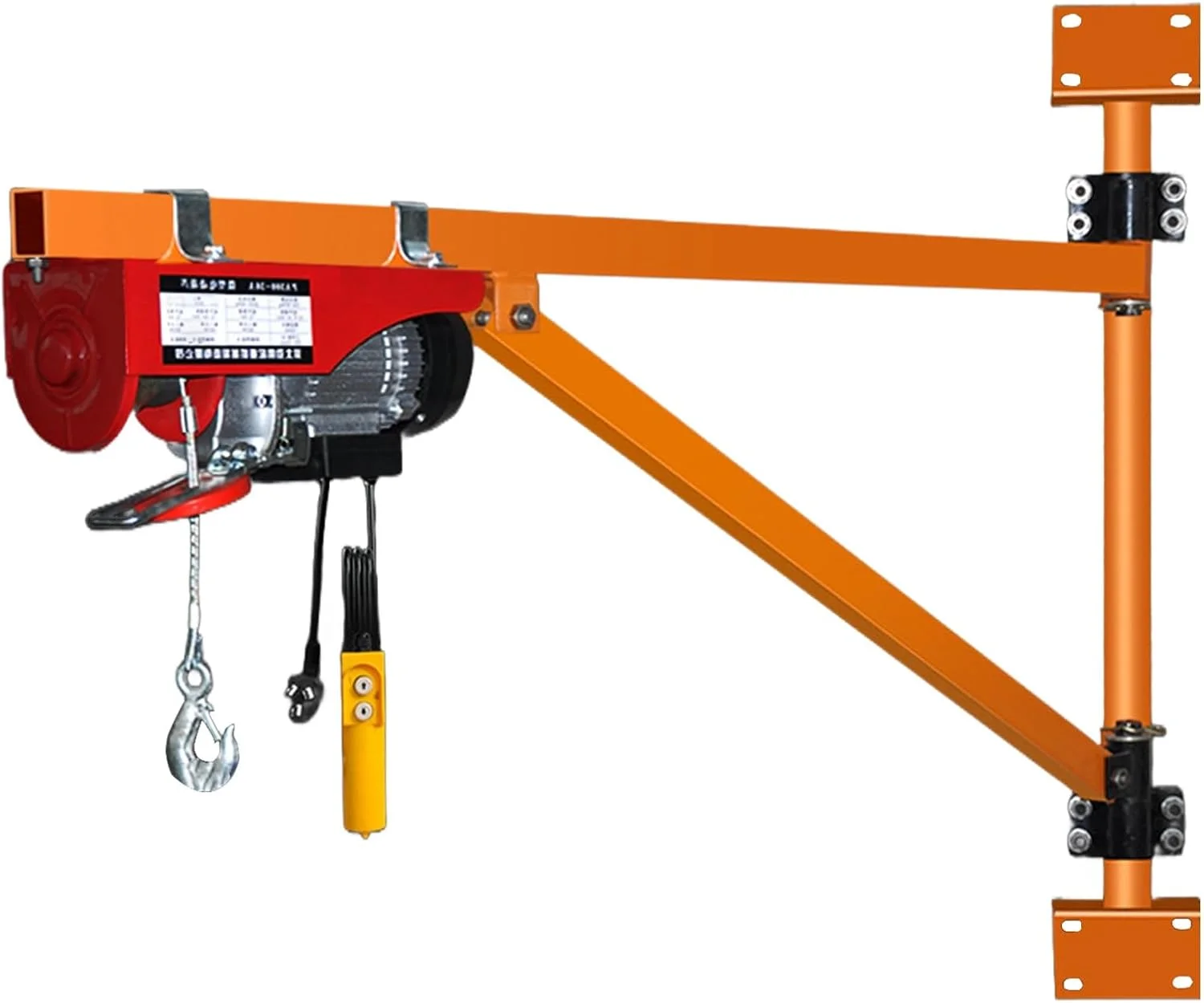 جرثقیل بازویی دیواری، بازوی چرخشی نگهدارنده بالابر برقی 220 پوندی با میله، جرثقیل بازویی کارگاهی با چرخش 180 درجه PA200-39FT(39.3FT)