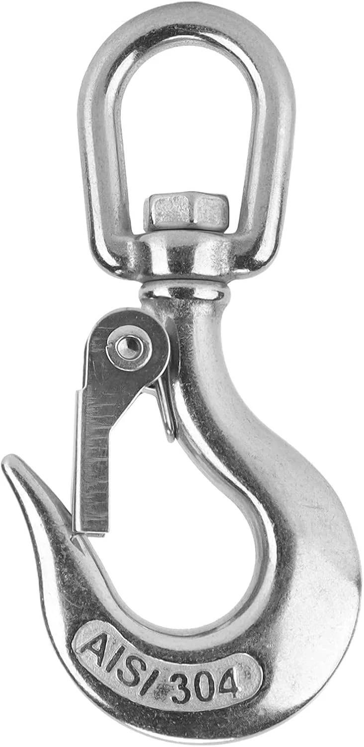 قلاب چرخشی استیل ضد زنگ سیریسورا، قلاب زنجیری بالابر، قلاب چشمی بالابر، قلاب بالابر ایمنی استیل ضد زنگ (150 کیلوگرم)