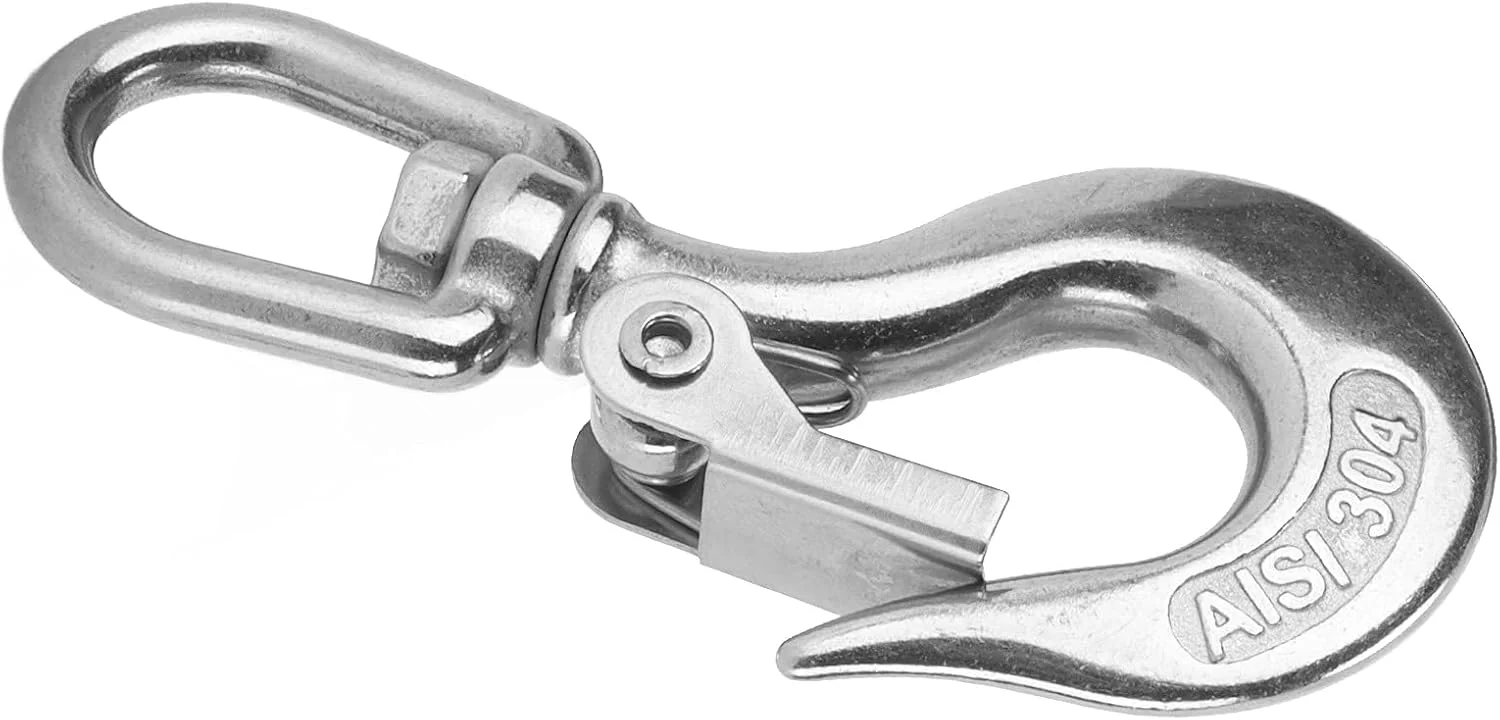 قلاب های ایمنی ViaGasaFamido، قلاب های بالابر عمودی هاب ایمنی استیل ضد زنگ برای بارگیری و تخلیه، طناب، گرفتن (1000 کیلوگرم)