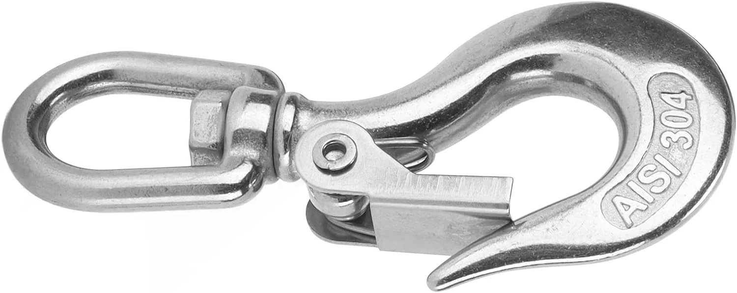 قلاب های ایمنی ViaGasaFamido، قلاب های بالابر عمودی توپی ایمنی فولاد ضد زنگ برای بارگیری و تخلیه، حلقه، گرفتن (350 کیلوگرم)