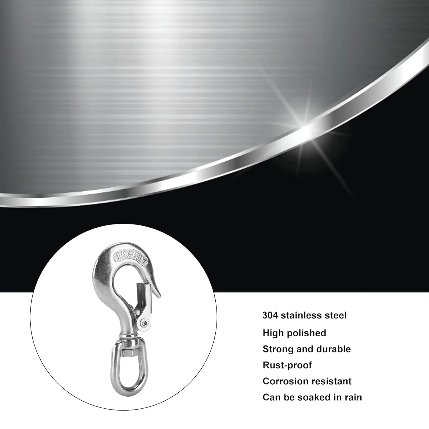 قلاب گردان NDNCZDHC با مقاومت بالا، استیل ضد زنگ 304 نقره ای، قلاب بالابر با چرخش 360 درجه برای جرثقیل های مهندسی، ماشین آلات جنگلداری (150 کیلوگرم) قلاب گردان NDNCZDHC با مقاومت بالا، استیل ضد زنگ 304 نقره ای، قلاب بالابر با چرخش 360 درجه برای جرثقیل های مهندسی، ماشین آلات جنگلداری (150 کیلوگرم)