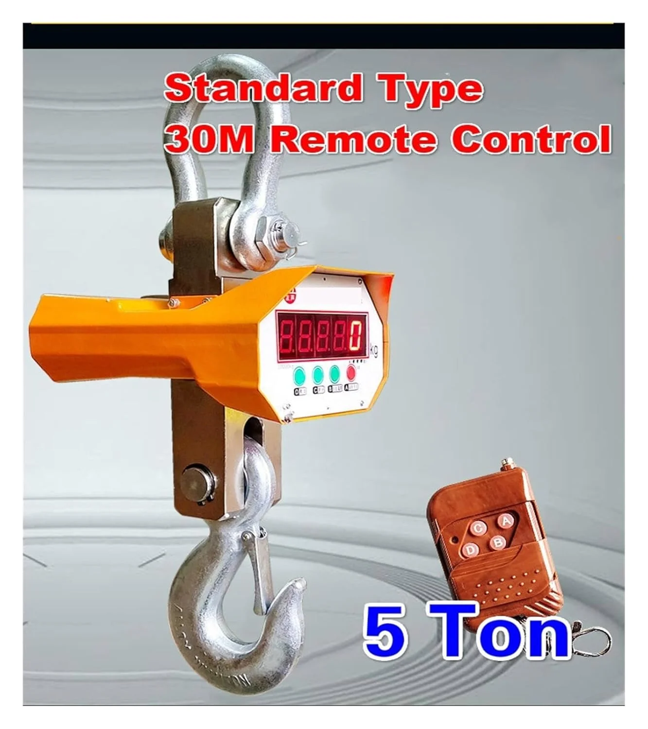 ترازو جرثقیلی، 1T 3T 5T 10T ترازوی آویز الکترونیکی قلاب بی سیم جرثقیل صنعتی توزین مقیاس LED سنسور با دقت بالا کنترل از راه دور، قابلیت اطمینان قوی (5T رقم قرمز)