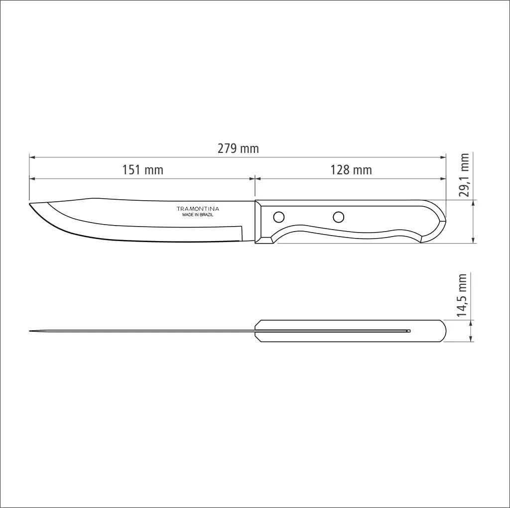 چاقوی آشپزخانه 6 اینچی ترامونتینا مدل Dynamic با تیغه استیل ضد زنگ و دسته چوبی طبیعی