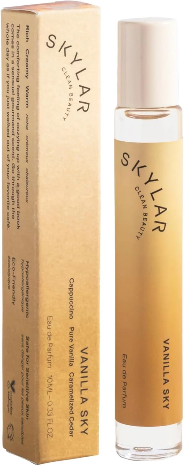 ادکلن وانیلا اسکای Skylar - عطر ضد حساسیت و پاکیزه برای زنان و مردان، وگان و ایمن برای پوست های حساس - رایحه های کاپوچینو، وانیل و سدر کاراملی - 10 میلی لیتر
