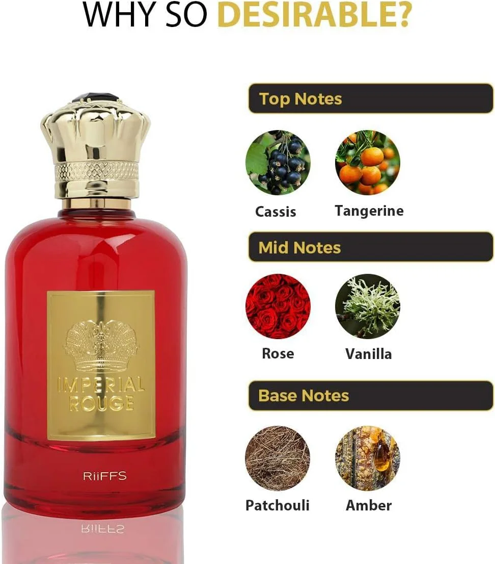 عطر زنانه ماندگار وارداتی 100 میلی لیتری RiiFFS Imperial Rouge، مرکباتی، شیرین و بالزامیک، رایحه ای آرامش بخش عطر زنانه ماندگار وارداتی 100 میلی لیتری RiiFFS Imperial Rouge، مرکباتی، شیرین و بالزامیک، رایحه ای آرامش بخش