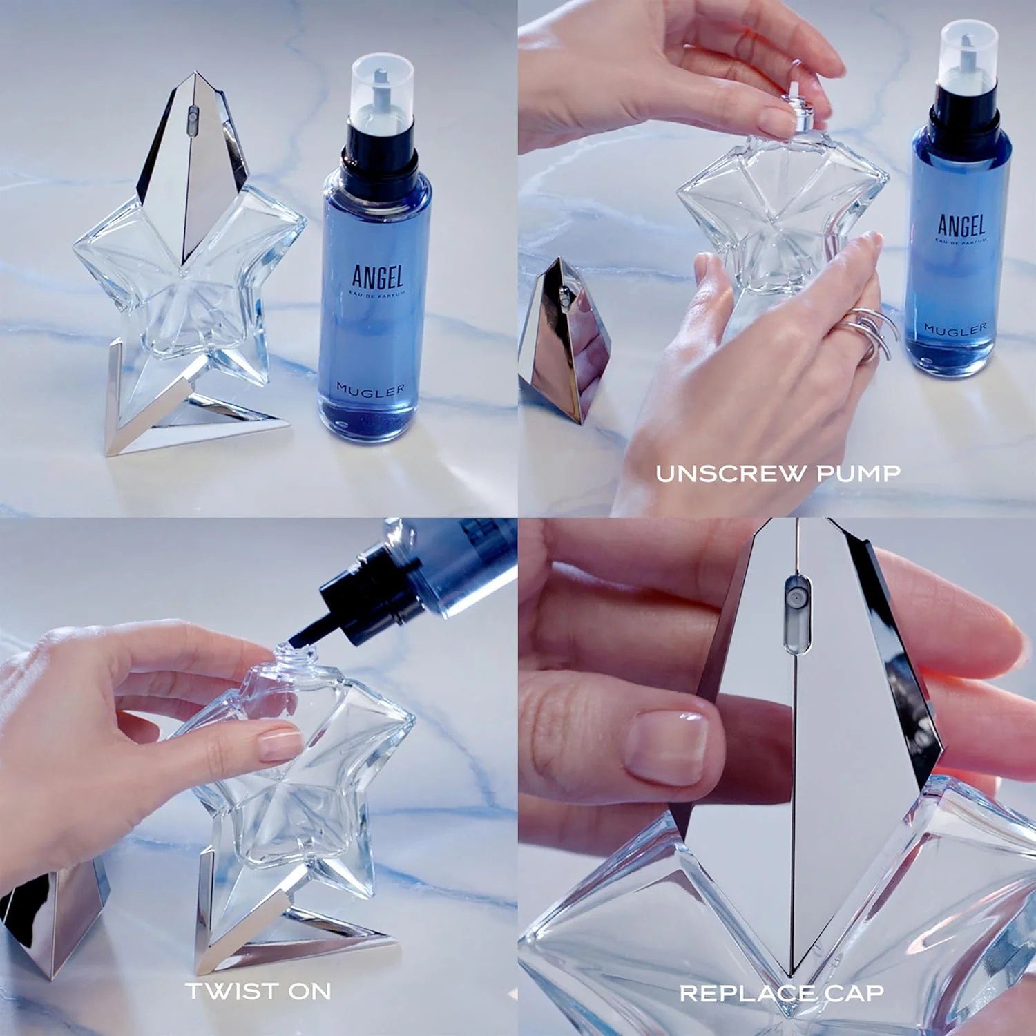 عطر زنانه موگلر آنجل ریفیل - ادو پرفیوم - رایحه کهربایی و چوبی - با ترنج، پرالین و نعناع هندی - ماندگاری طولانی - 100 میلی لیتر