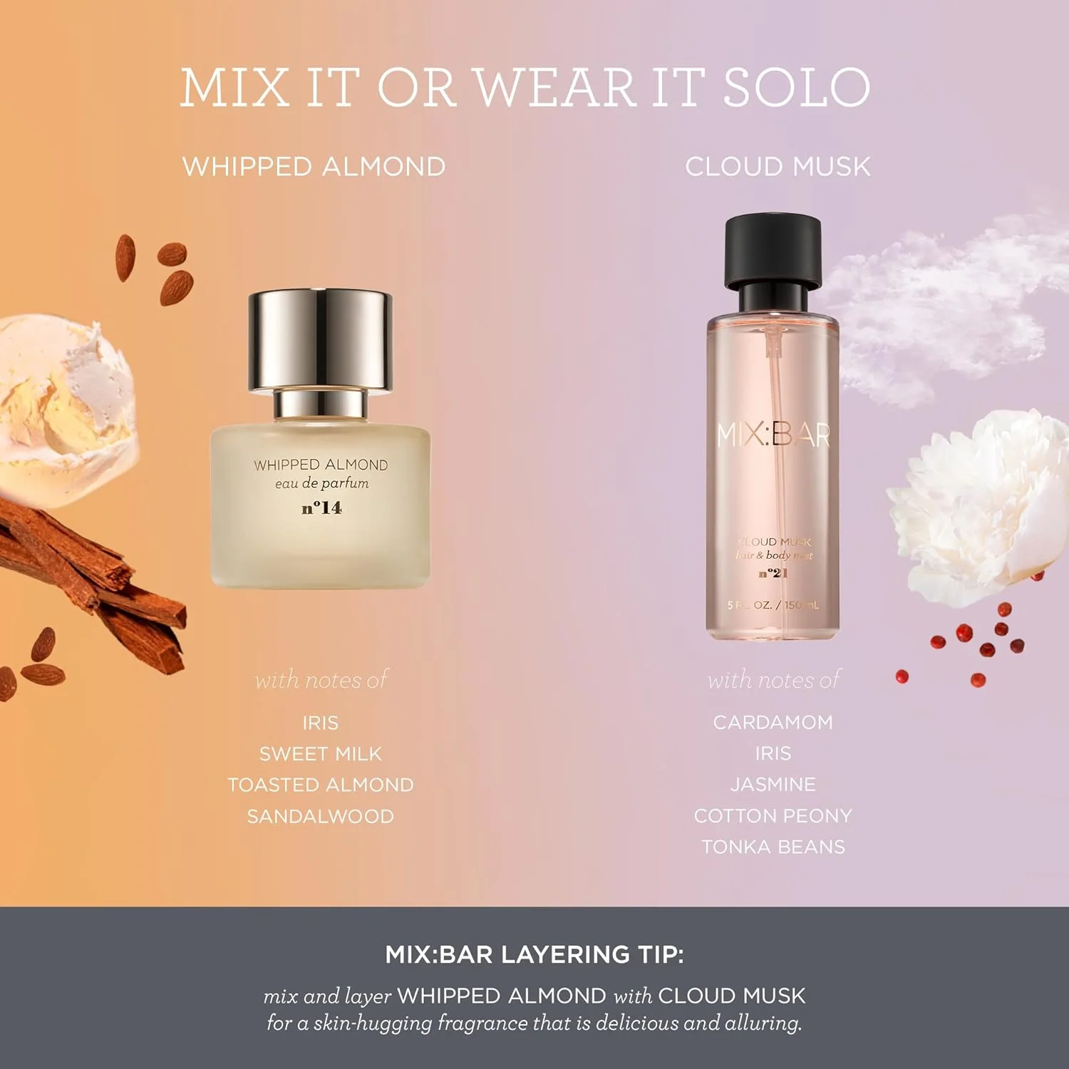 عطر زنانه MIX:BAR - رایحه بادام خامهای - اسپری ادو پرفیوم، 50 میلی لیتر عطر زنانه MIX:BAR - رایحه بادام خامهای - اسپری ادو پرفیوم، 50 میلی لیتر